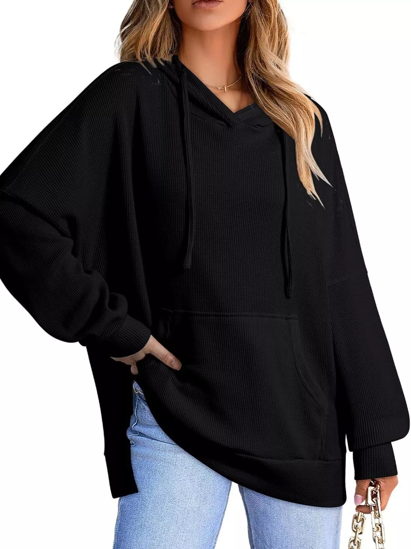 High - Low Hoodie with Kangaroo Pocket designed for comfort and style at Lookzlike