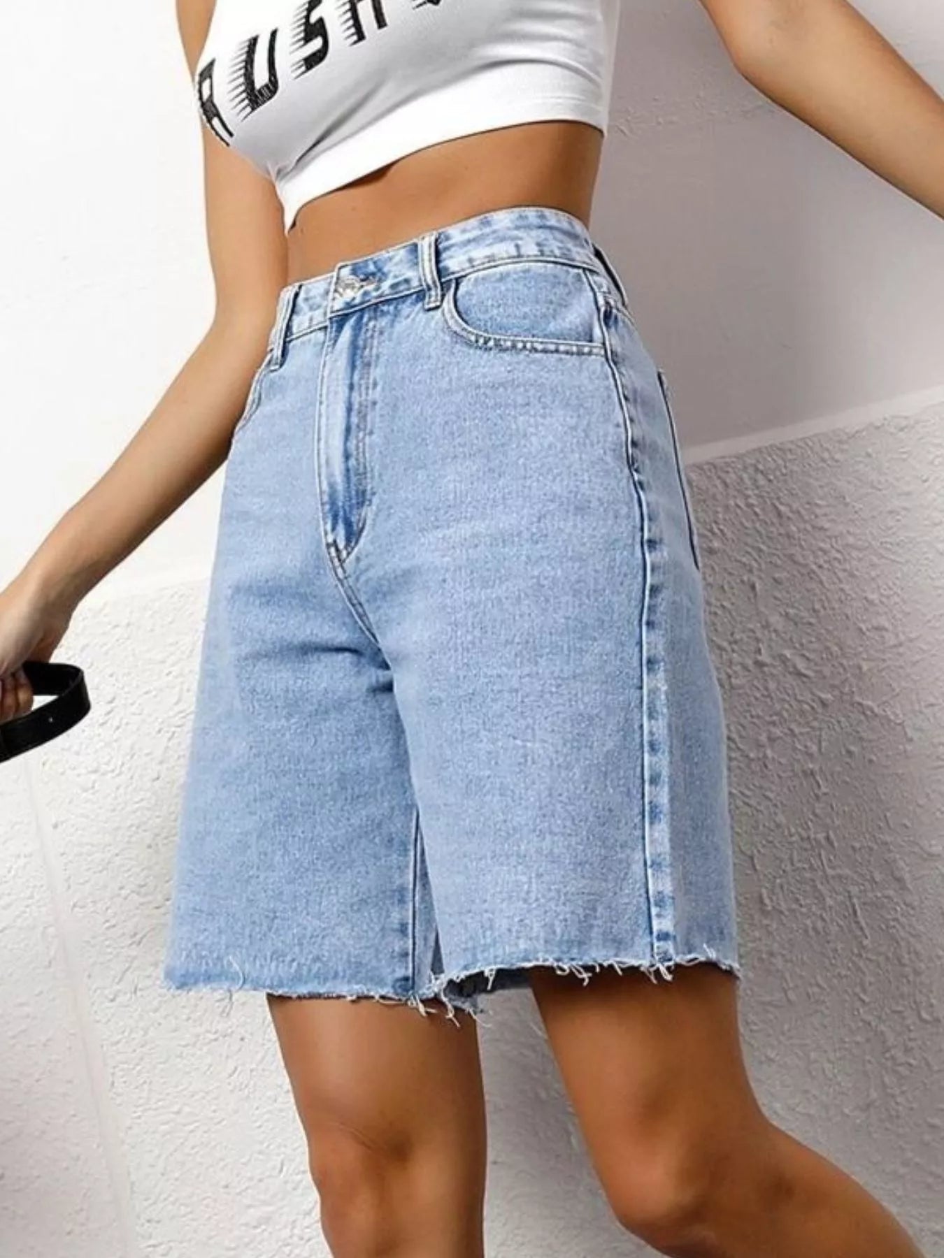 High Waist Denim Shorts designed for comfort and style at Lookzlike