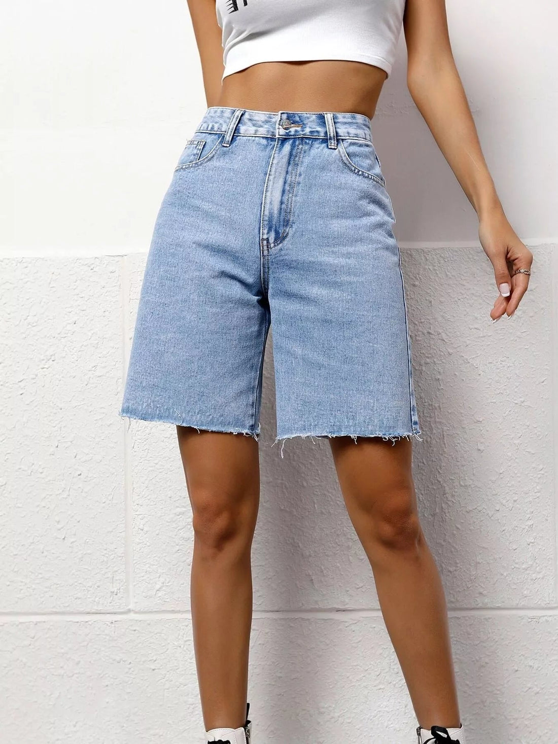 High Waist Denim Shorts designed for comfort and style at Lookzlike
