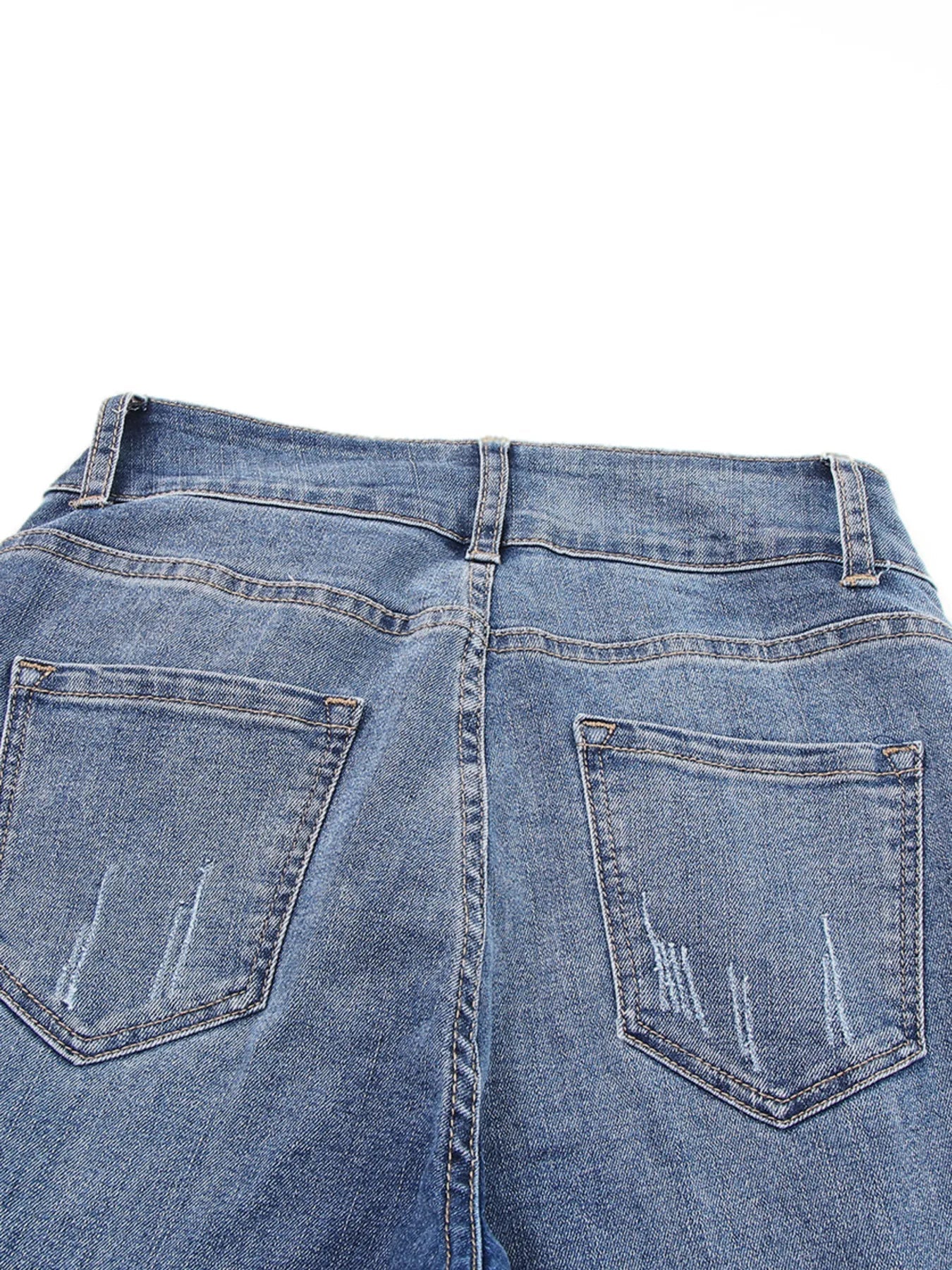 High Waist Distressed Straight Leg Jeans designed for comfort and style at Lookzlike
