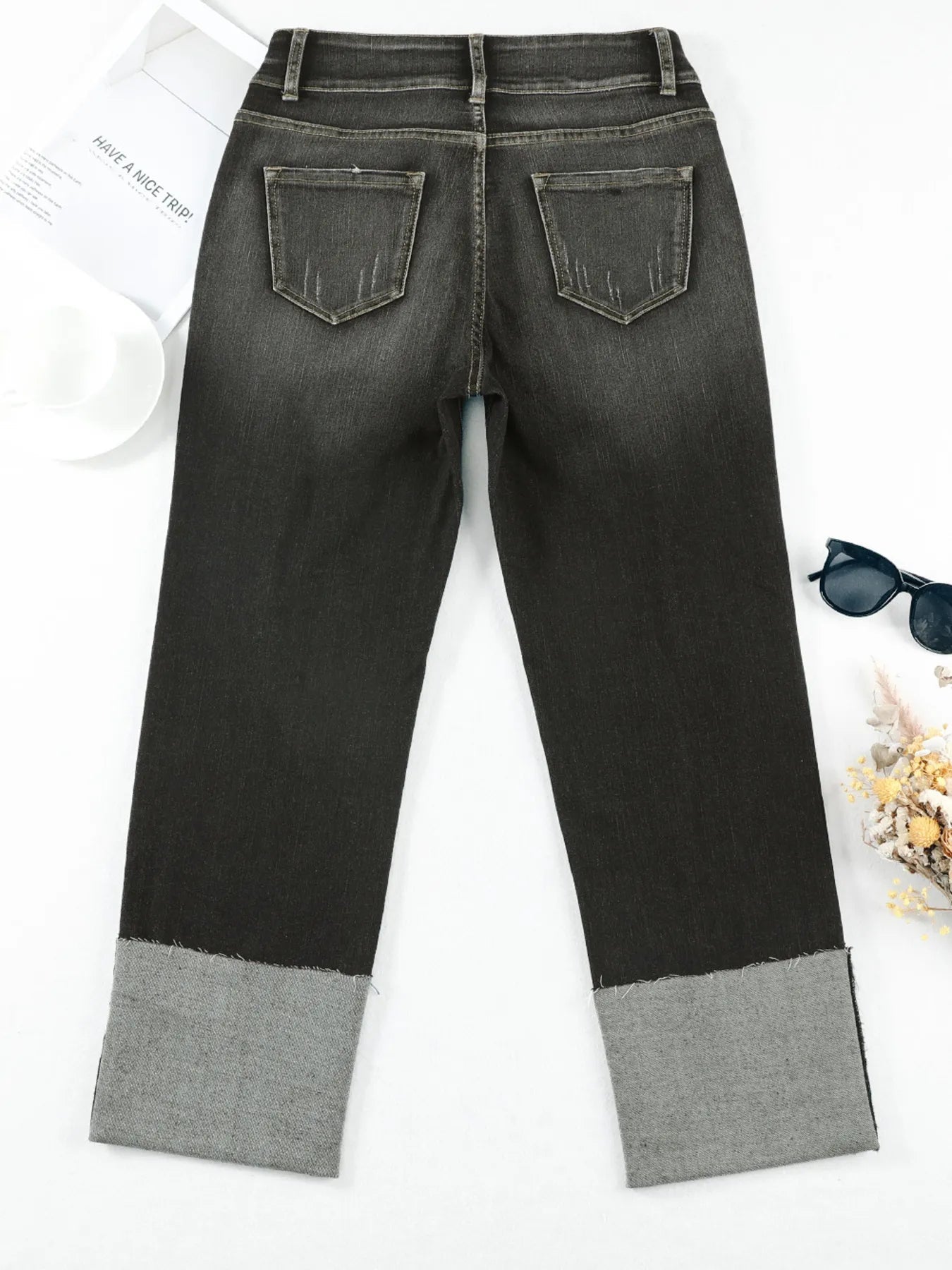 High Waist Distressed Straight Leg Jeans designed for comfort and style at Lookzlike