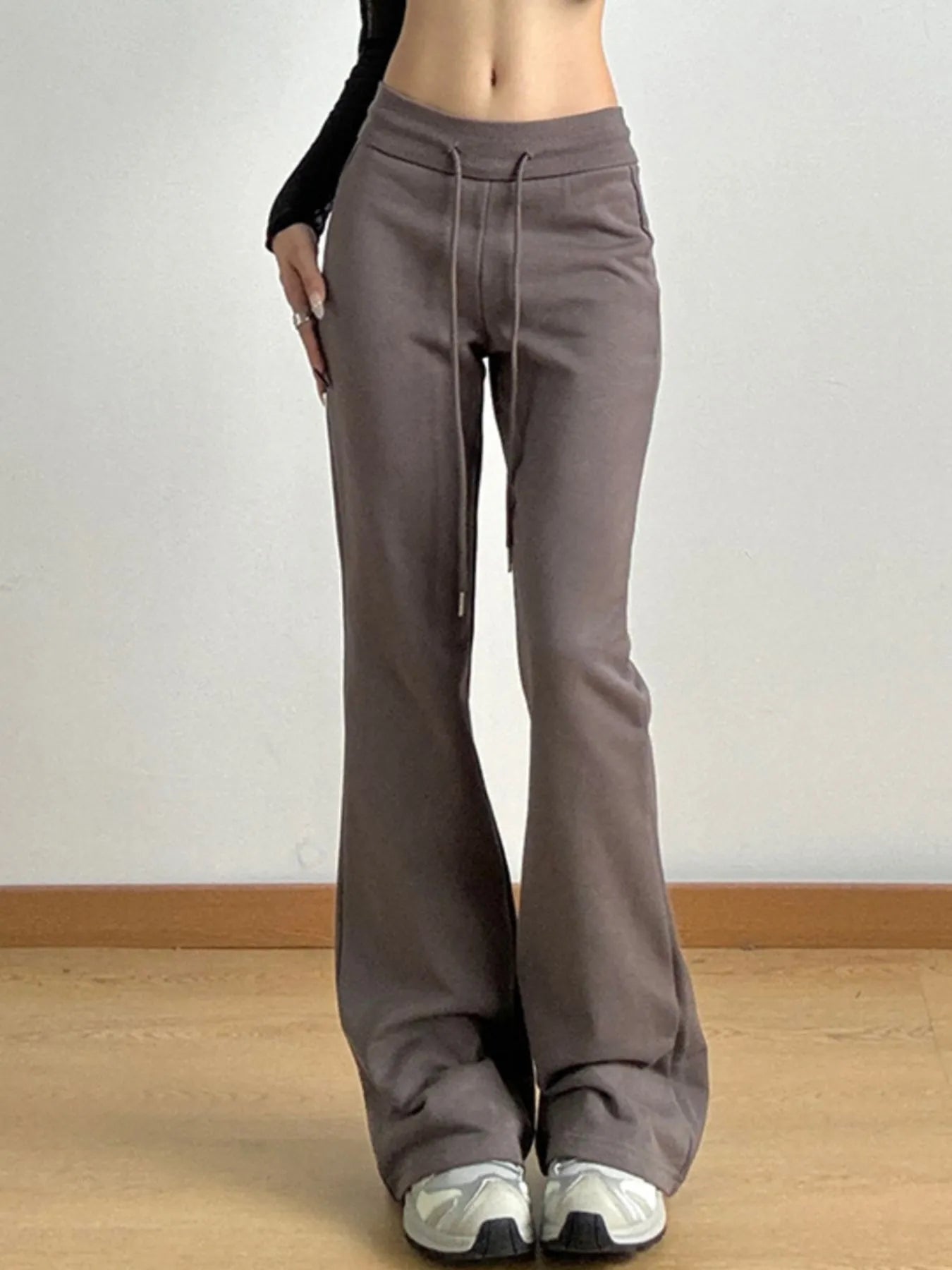 High Waist Flare Drawstring Casual Pants - Lookzlike