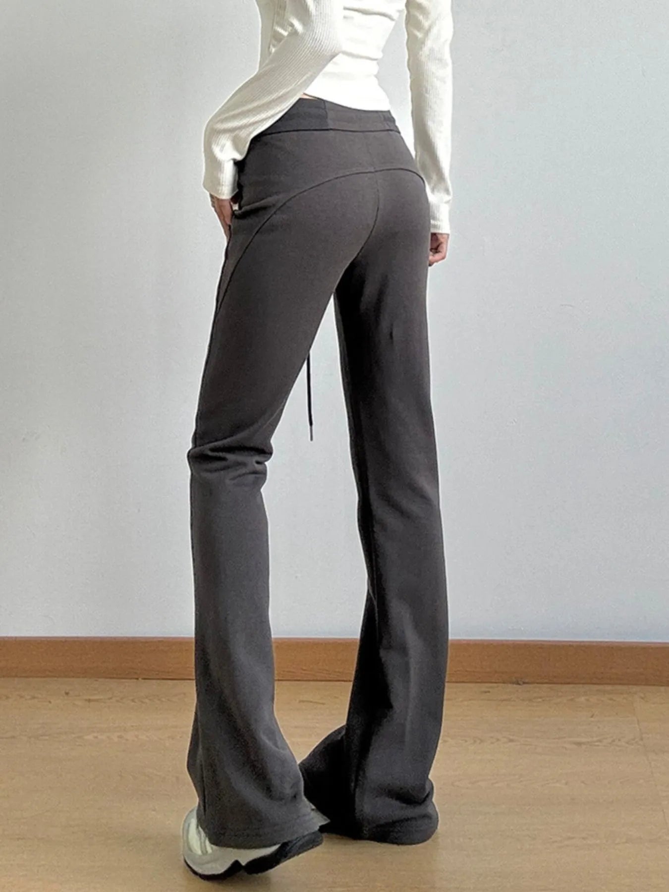 High Waist Flare Drawstring Casual Pants - Lookzlike