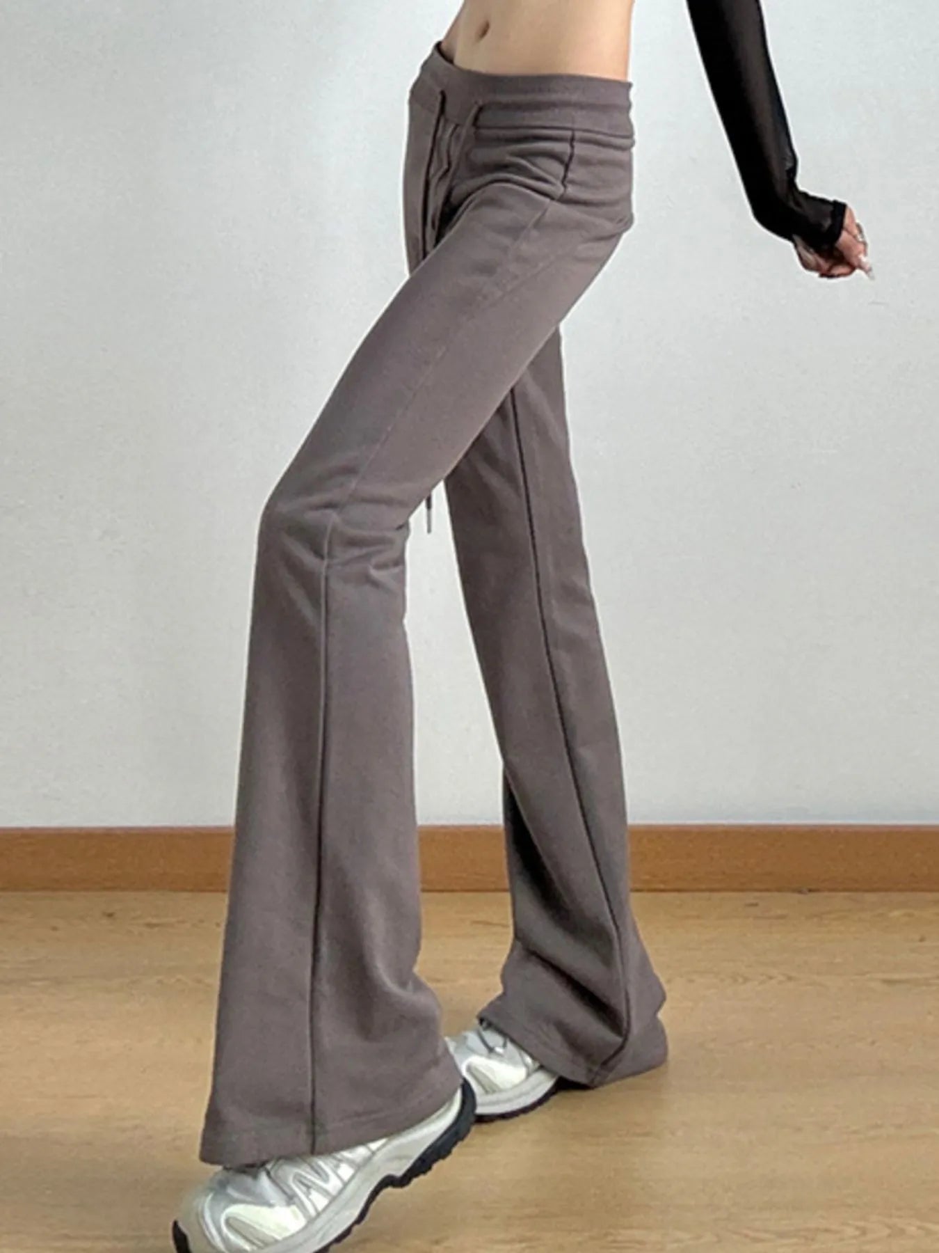 High Waist Flare Drawstring Casual Pants - Lookzlike