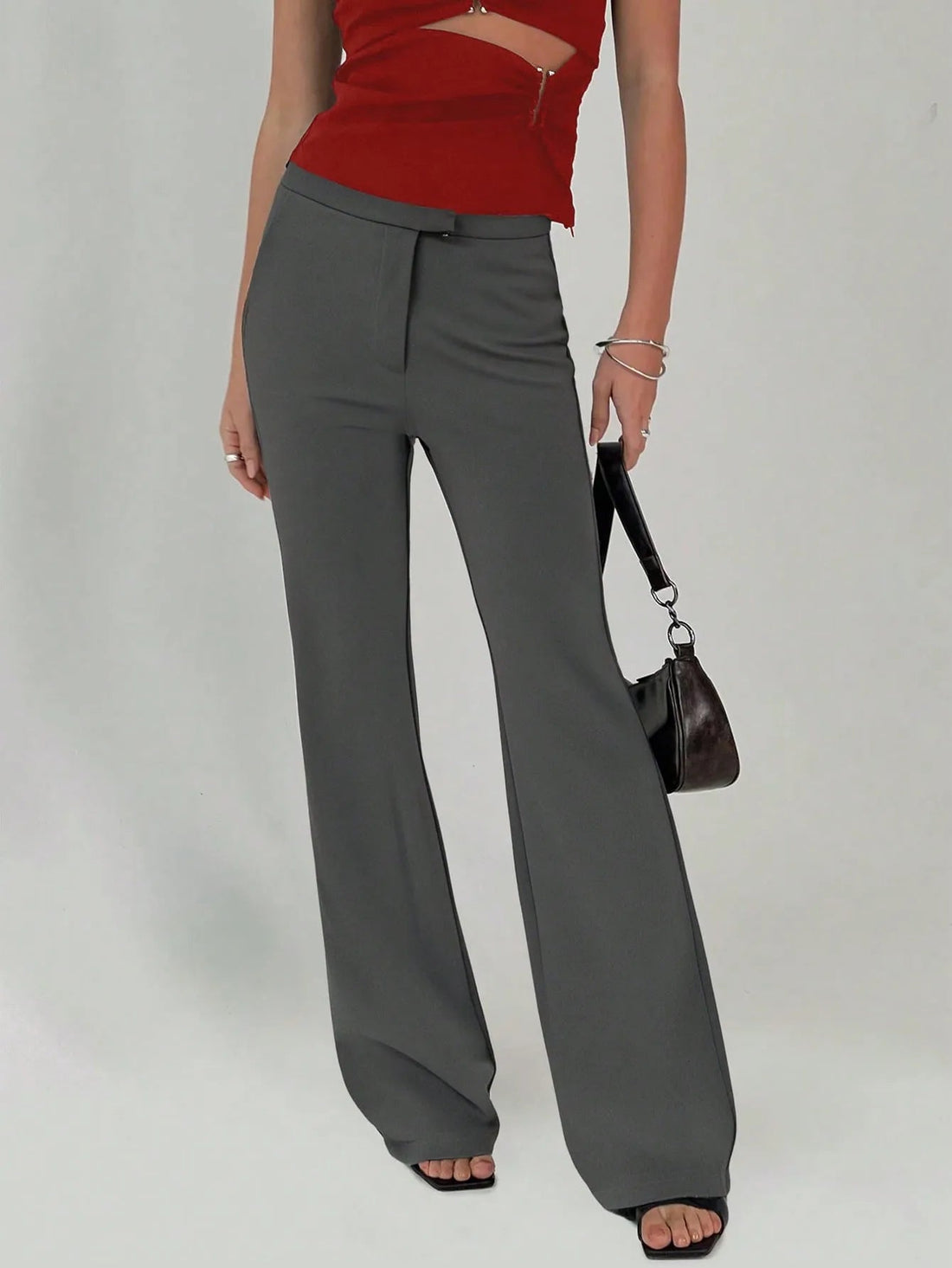 High Waist Flare Leg Trousers - Lookzlike