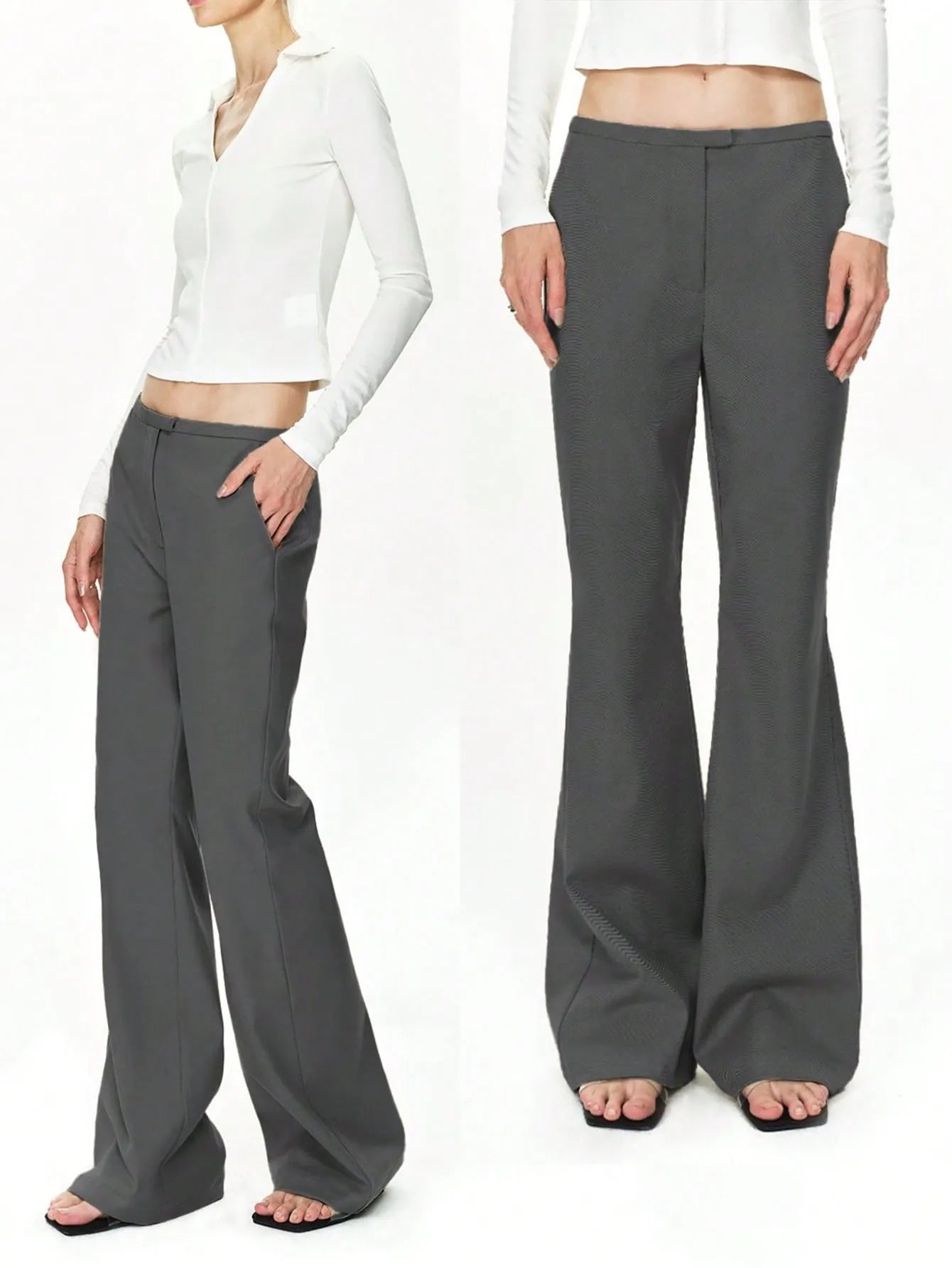 High Waist Flare Leg Trousers - Lookzlike