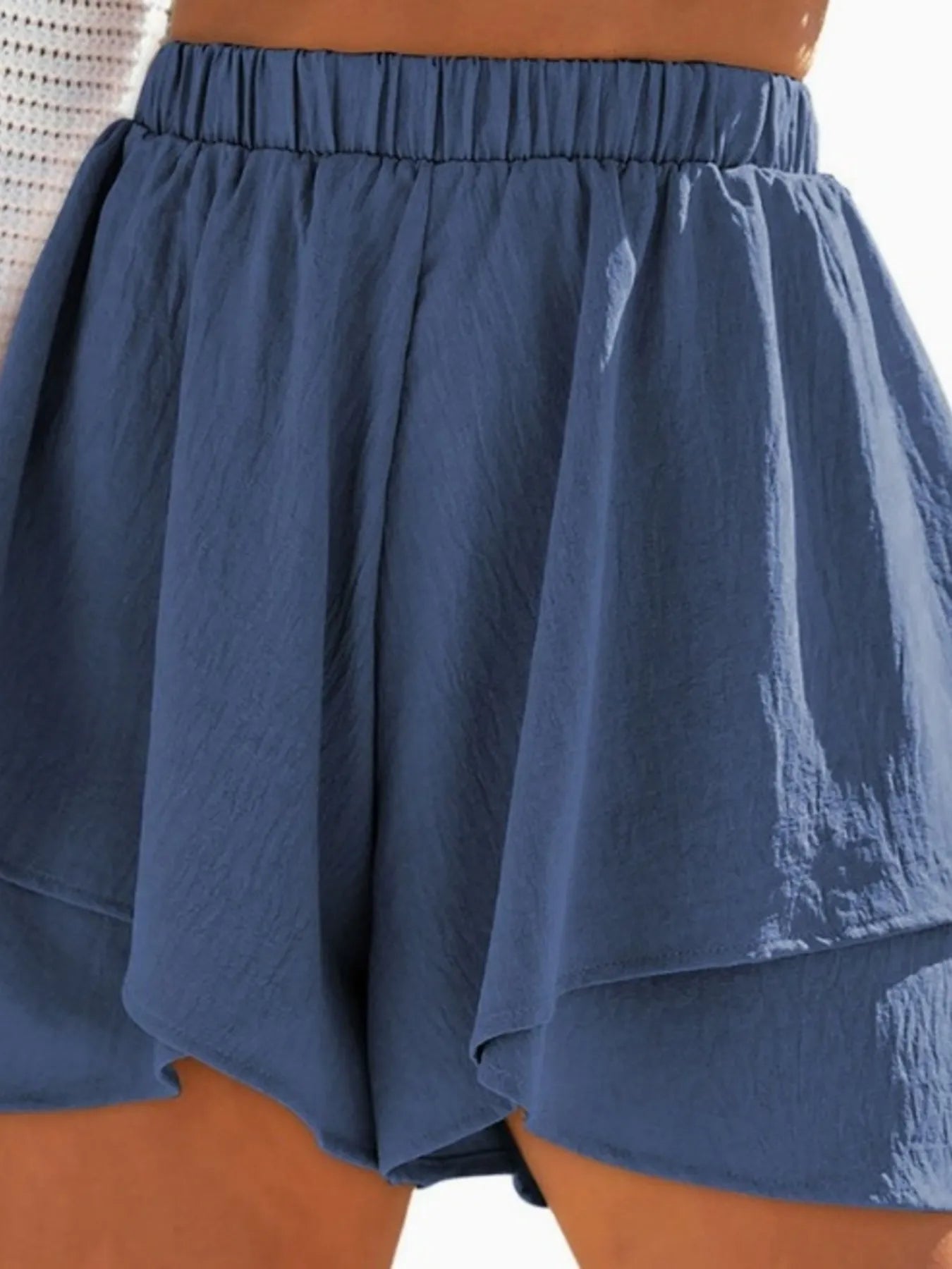 High-Waisted Elastic Waistband Layered Shorts - Lookzlike