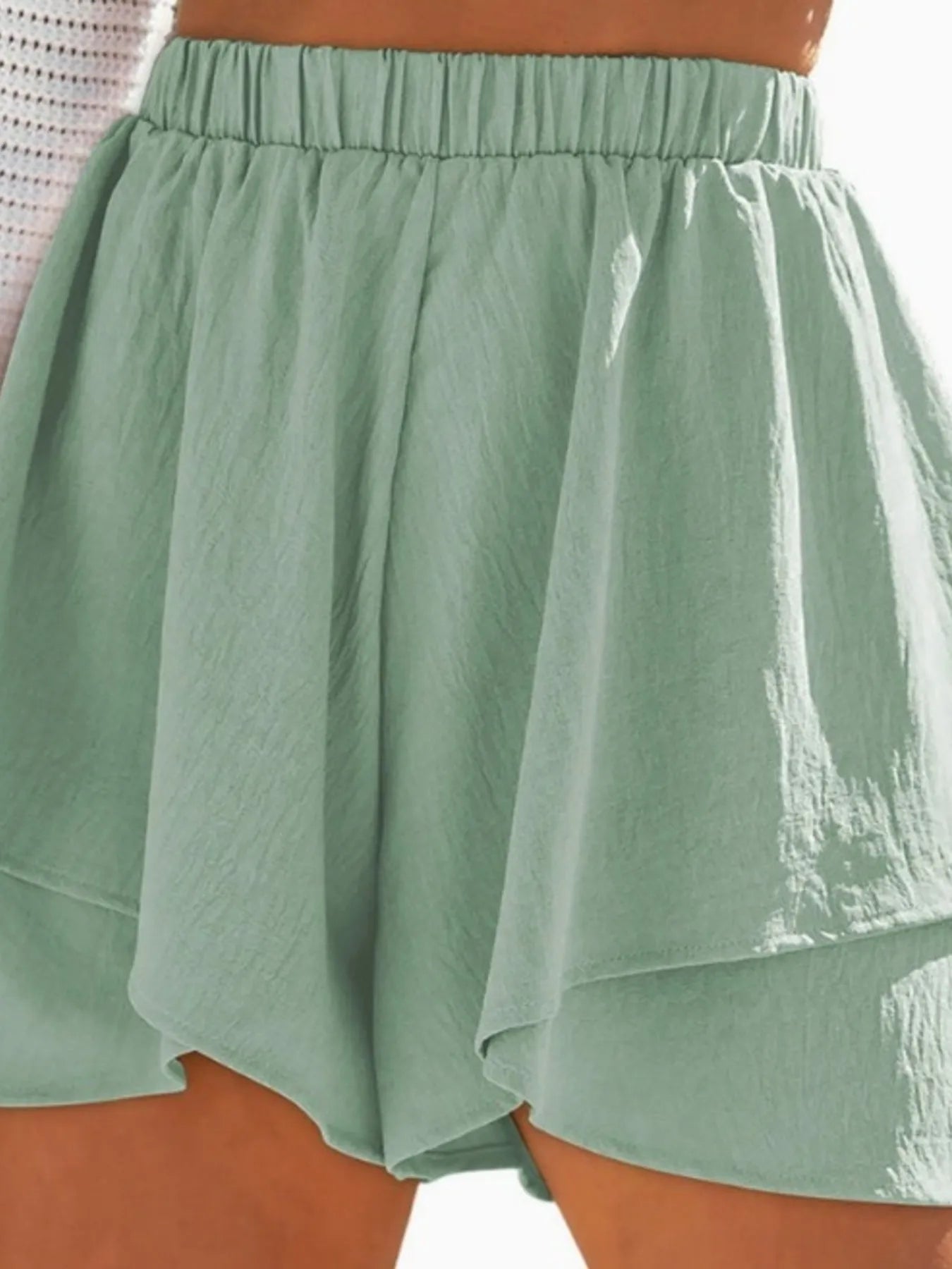 High-Waisted Elastic Waistband Layered Shorts - Lookzlike