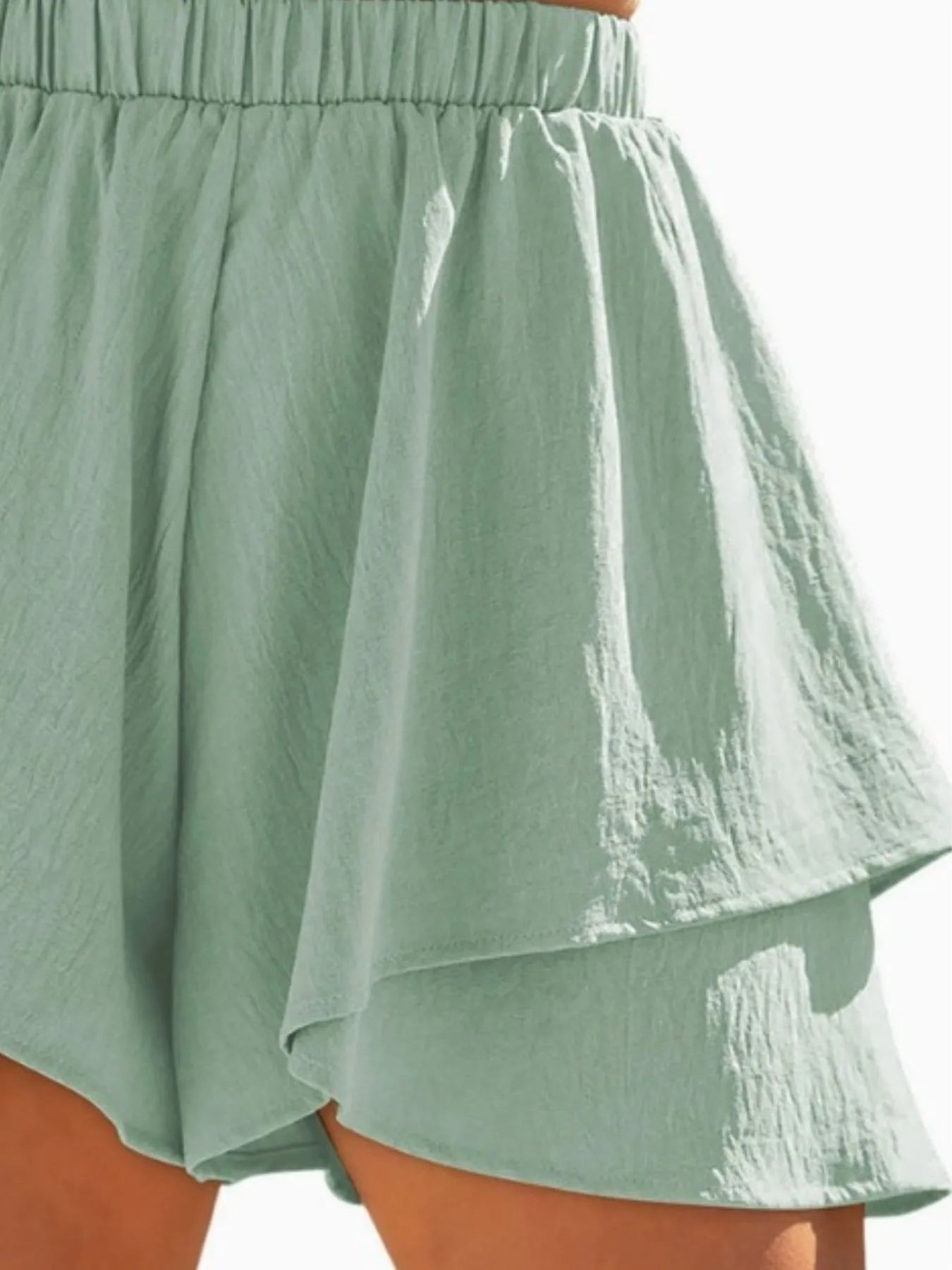 High-Waisted Elastic Waistband Layered Shorts - Lookzlike