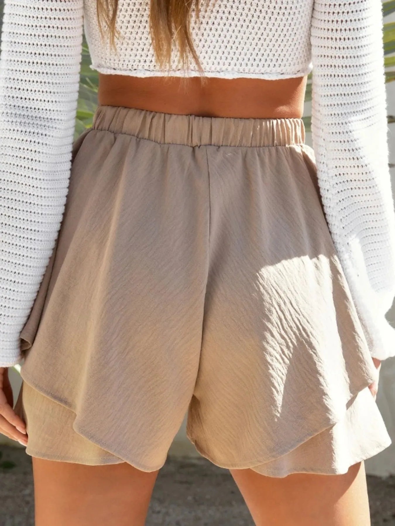 High-Waisted Elastic Waistband Layered Shorts - Lookzlike