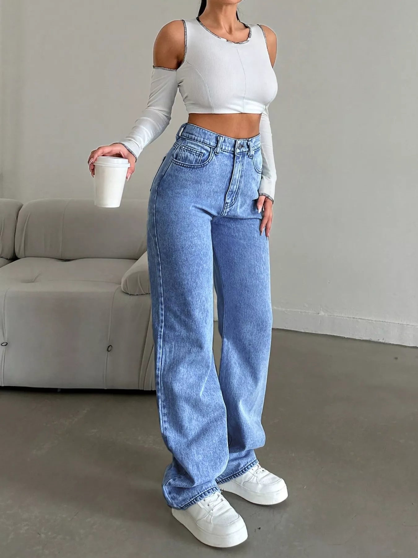 High - Waisted Wide Leg Jeans designed for comfort and style at Lookzlike