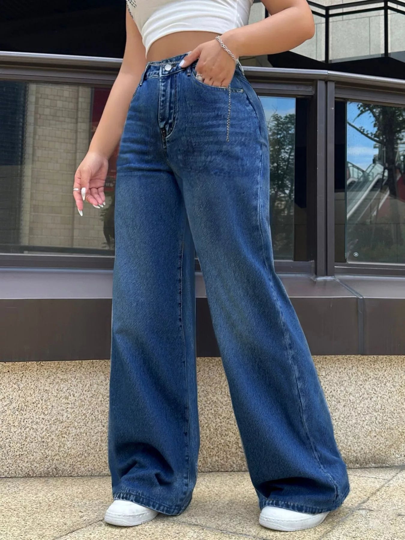 High - Waisted Wide Leg Jeans designed for comfort and style at Lookzlike