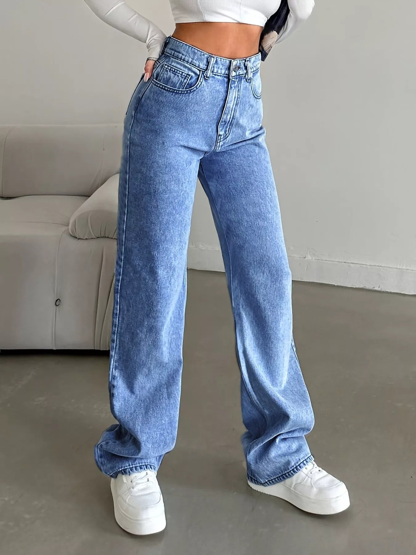 High - Waisted Wide Leg Jeans designed for comfort and style at Lookzlike