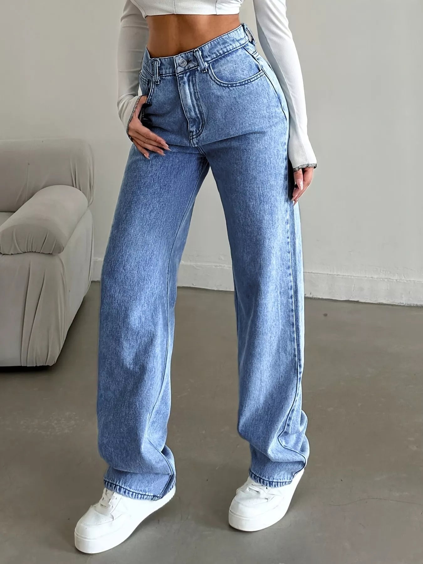 High - Waisted Wide Leg Jeans designed for comfort and style at Lookzlike