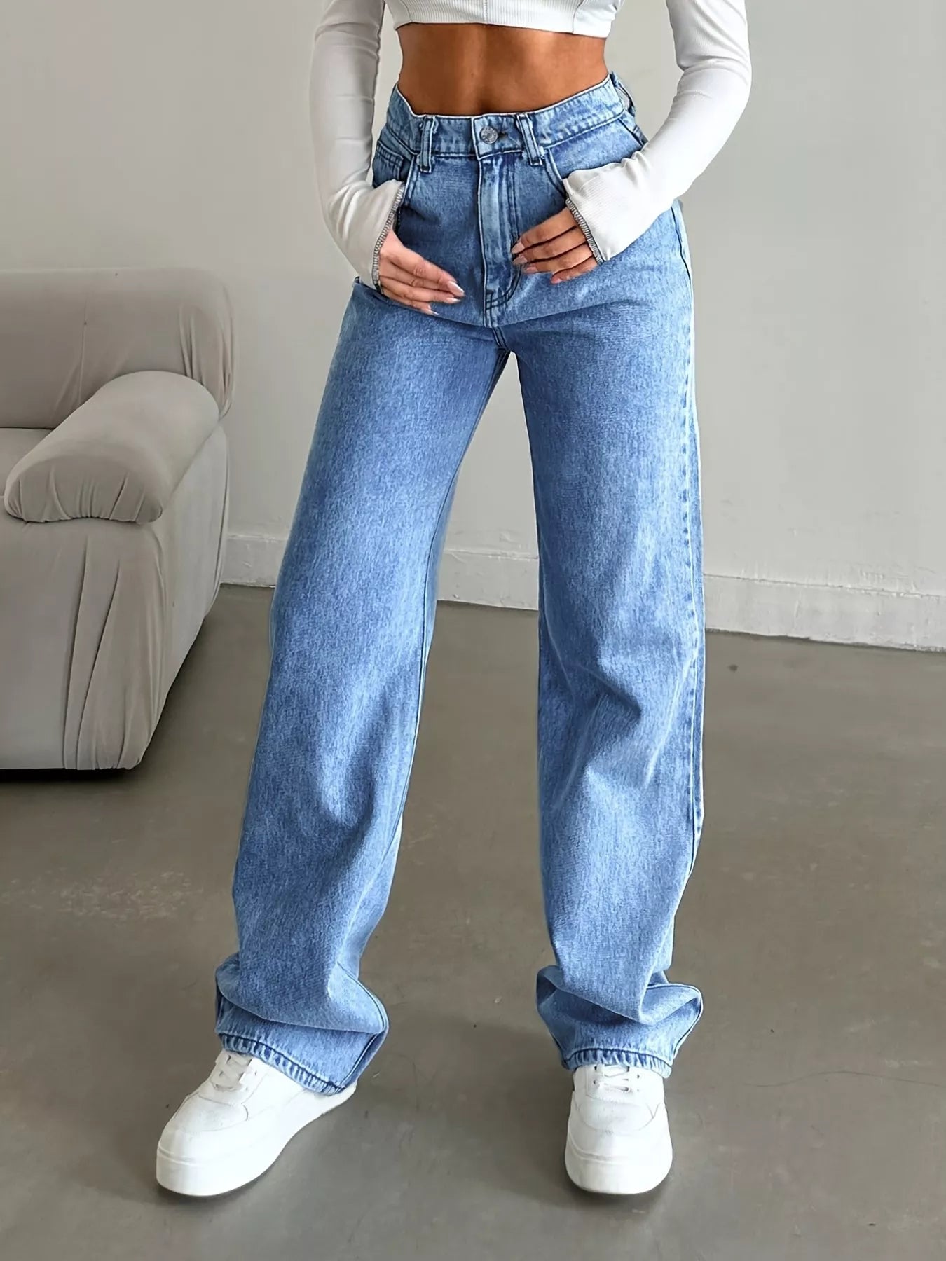 High - Waisted Wide Leg Jeans designed for comfort and style at Lookzlike
