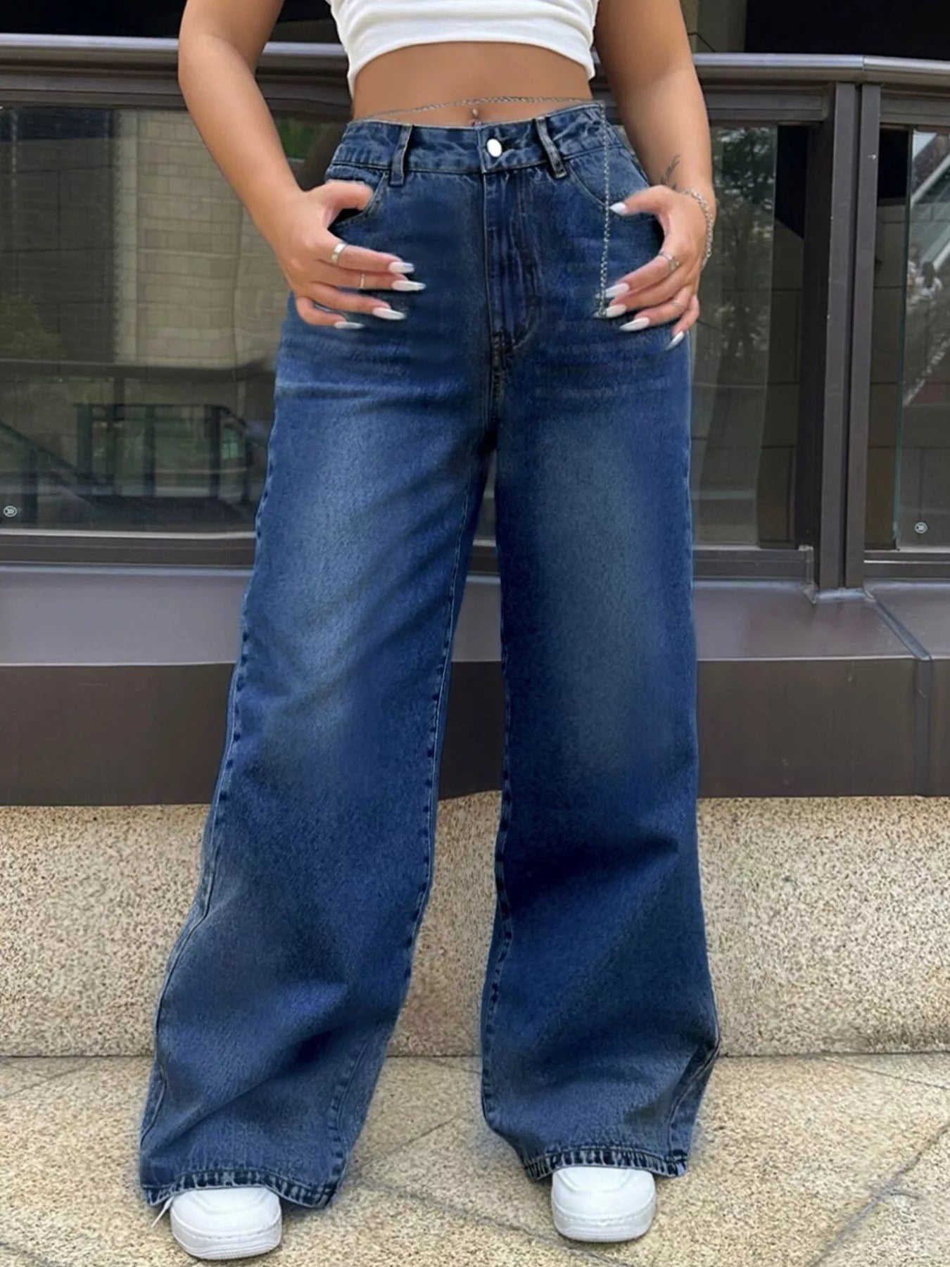 High - Waisted Wide Leg Jeans designed for comfort and style at Lookzlike