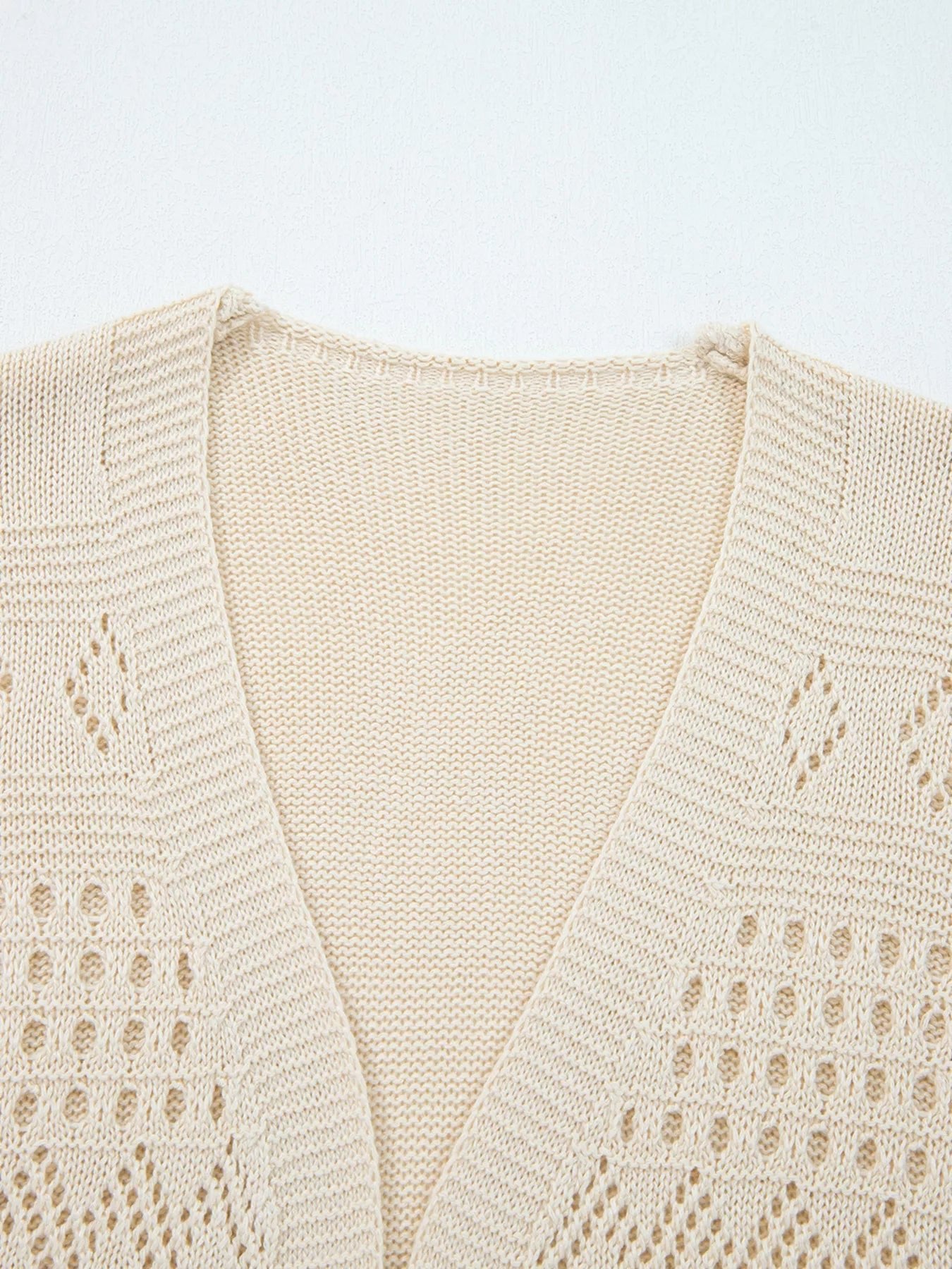 Hollowed Knit Open Front Cardigan designed for comfort and style at Lookzlike