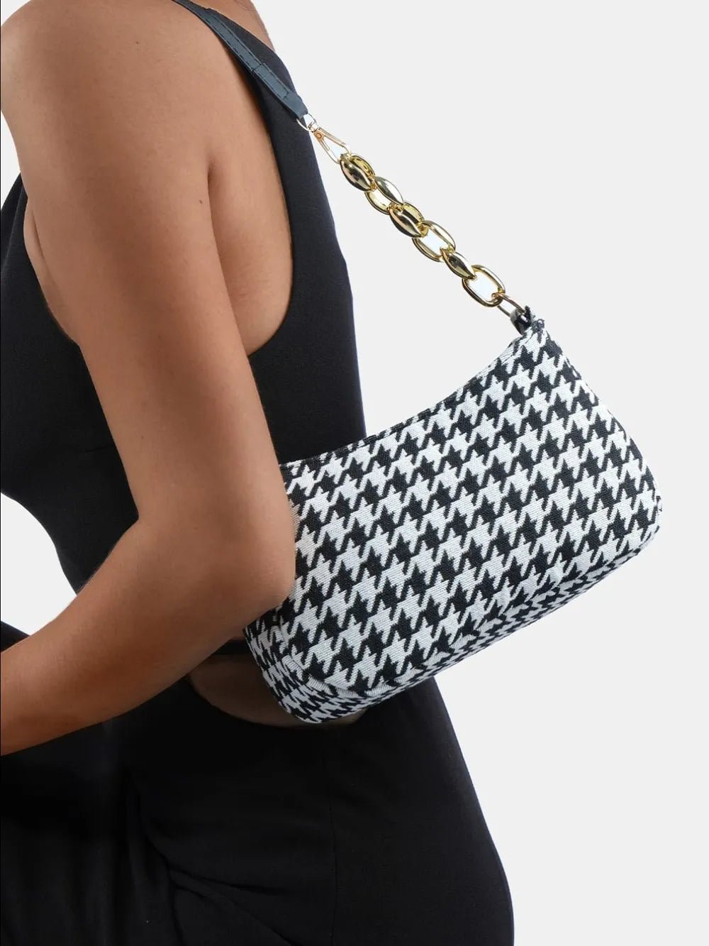 Houndstooth Polyester Handbag - Lookzlike