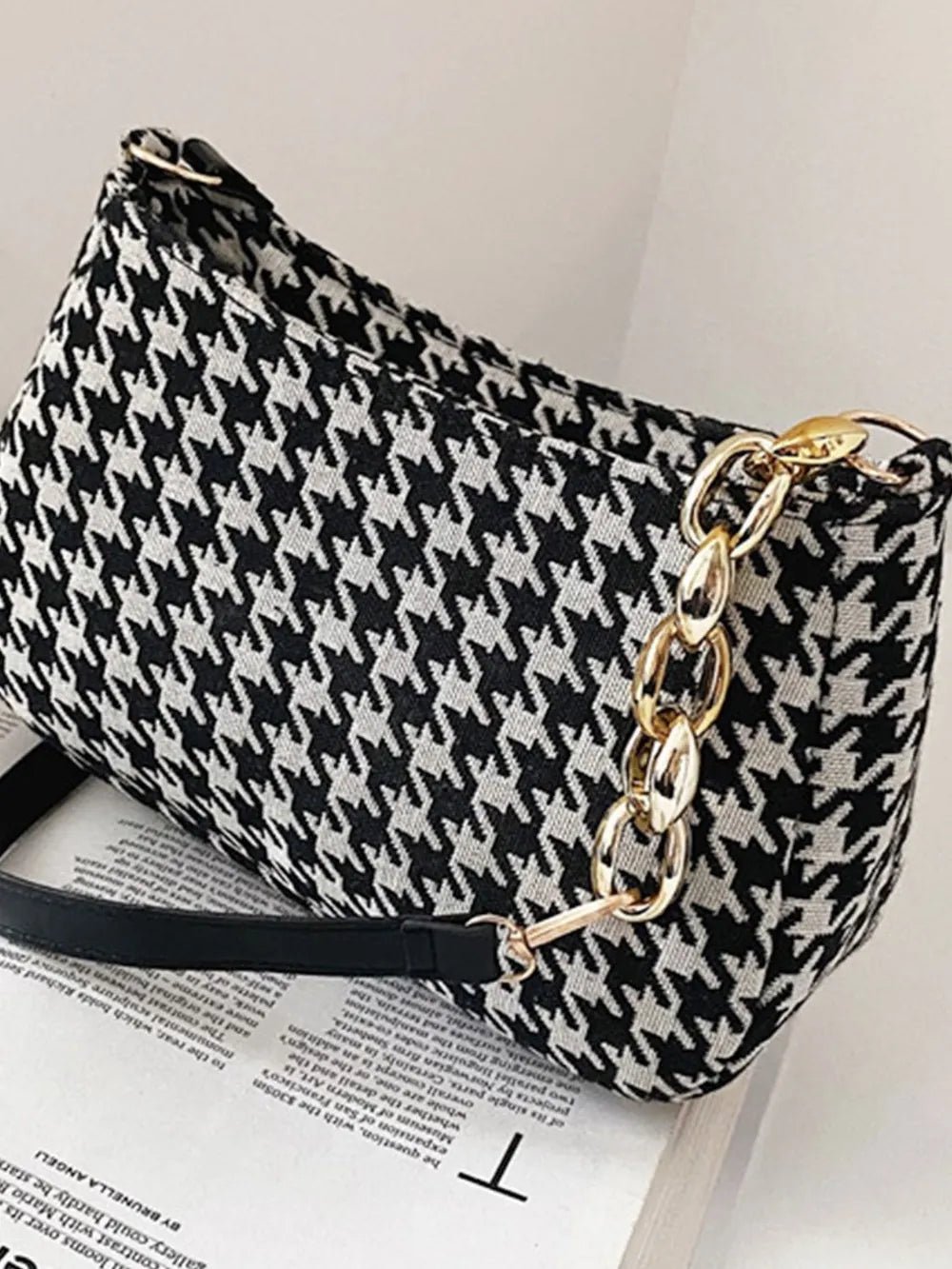 Houndstooth Polyester Handbag - Lookzlike