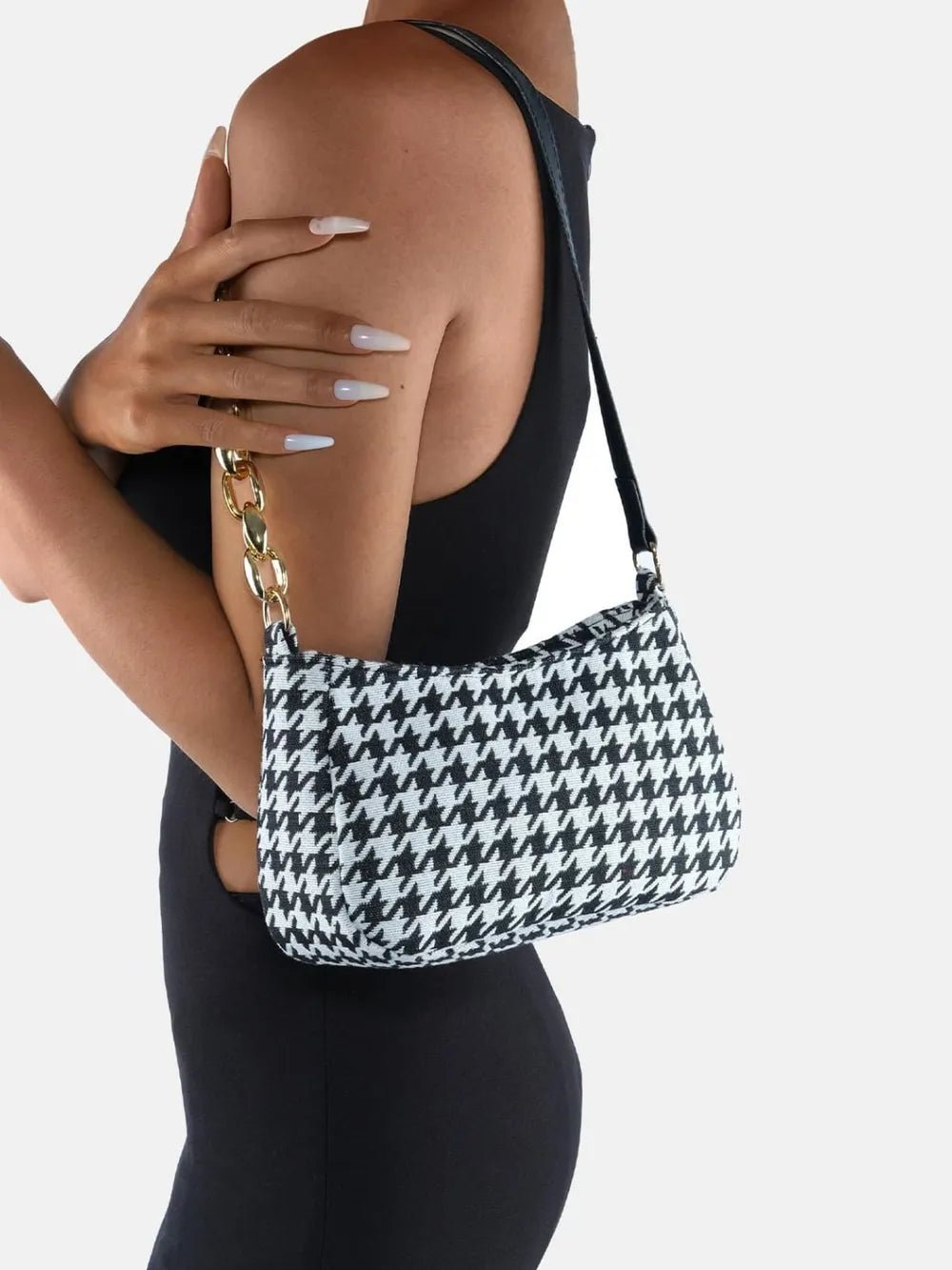 Houndstooth Polyester Handbag - Lookzlike