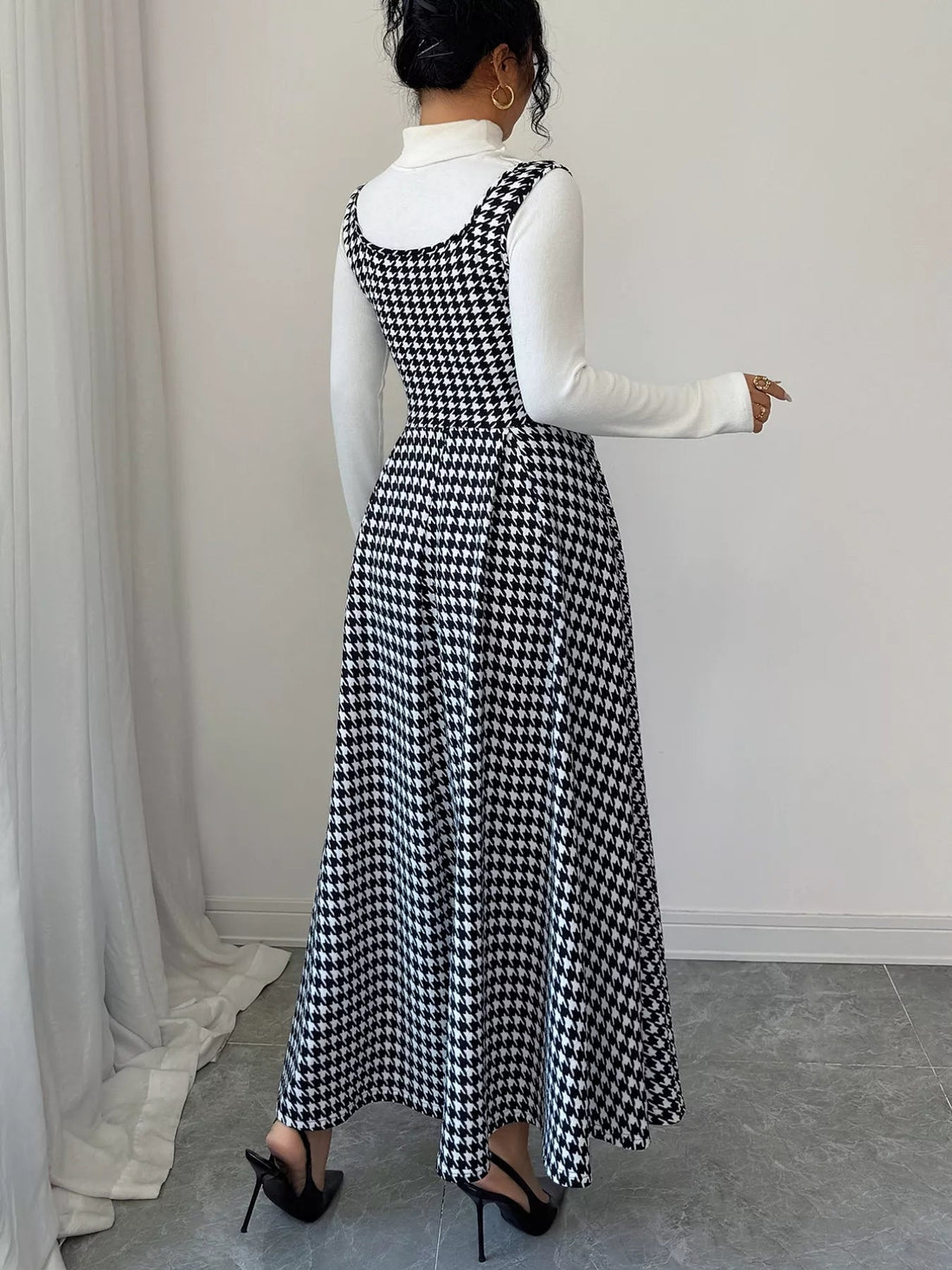 Houndstooth Sleeveless A - Line Dress designed for comfort and style at Lookzlike