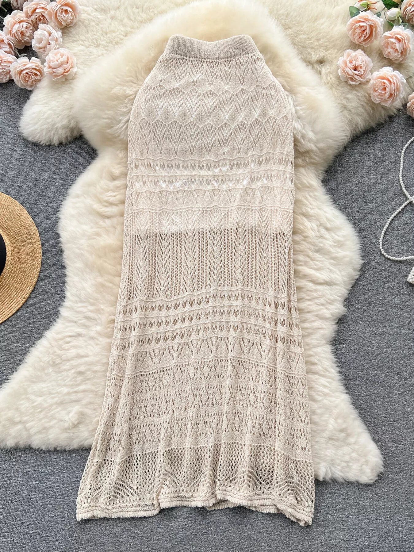 Knitted Hollow Out Maxi Skirt designed for comfort and style at Lookzlike