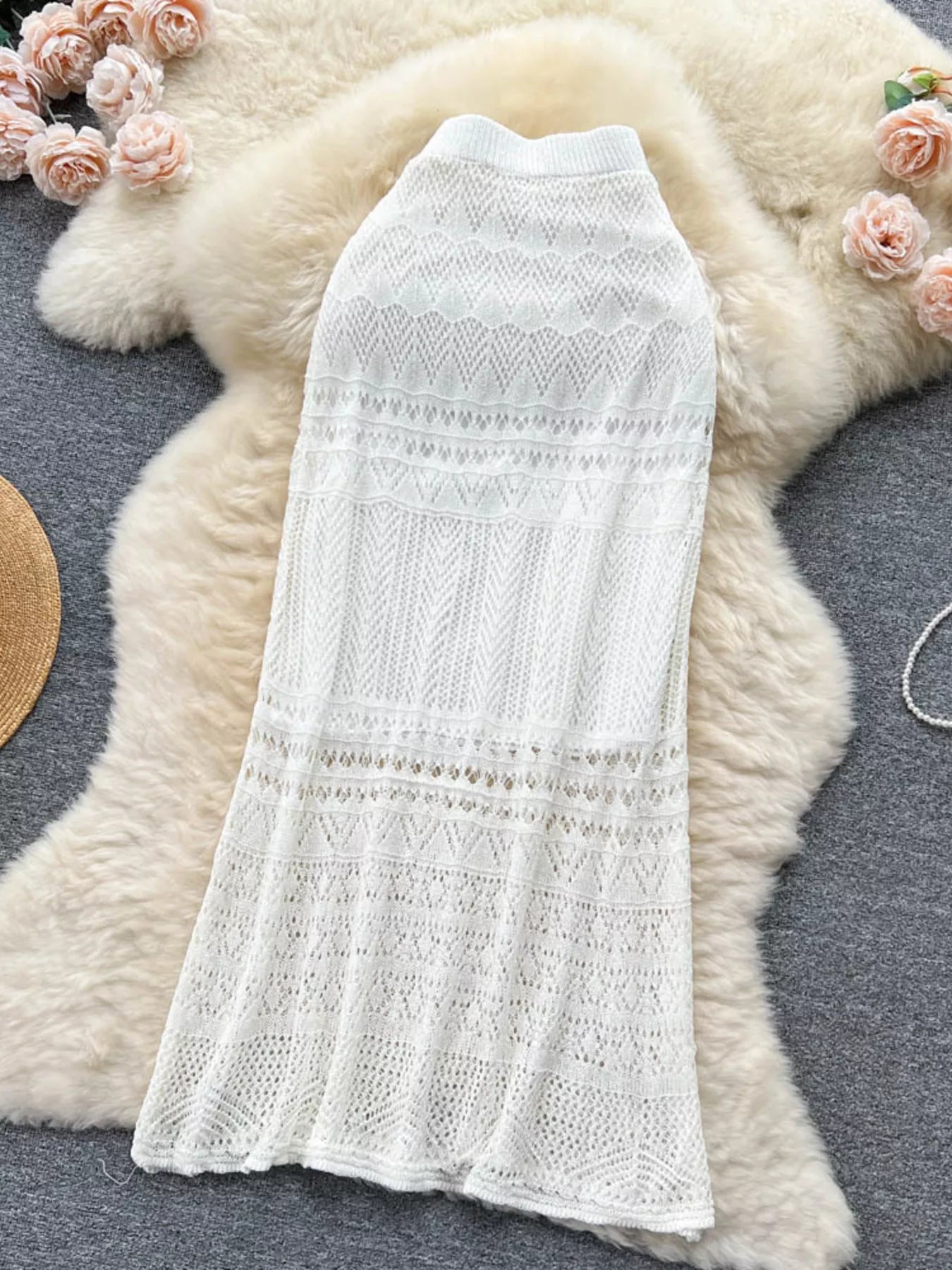 Knitted Hollow Out Maxi Skirt designed for comfort and style at Lookzlike
