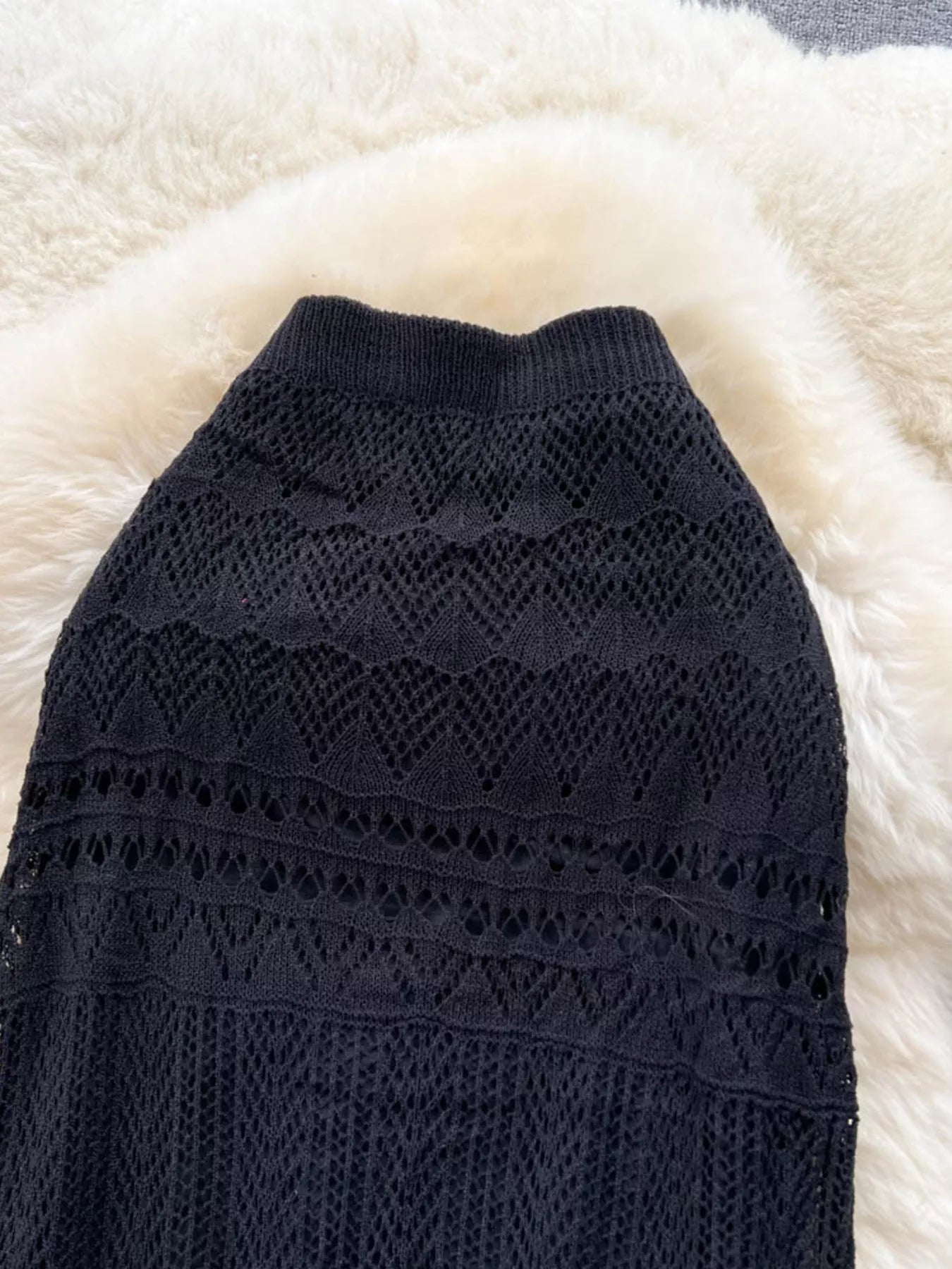 Knitted Hollow Out Maxi Skirt designed for comfort and style at Lookzlike