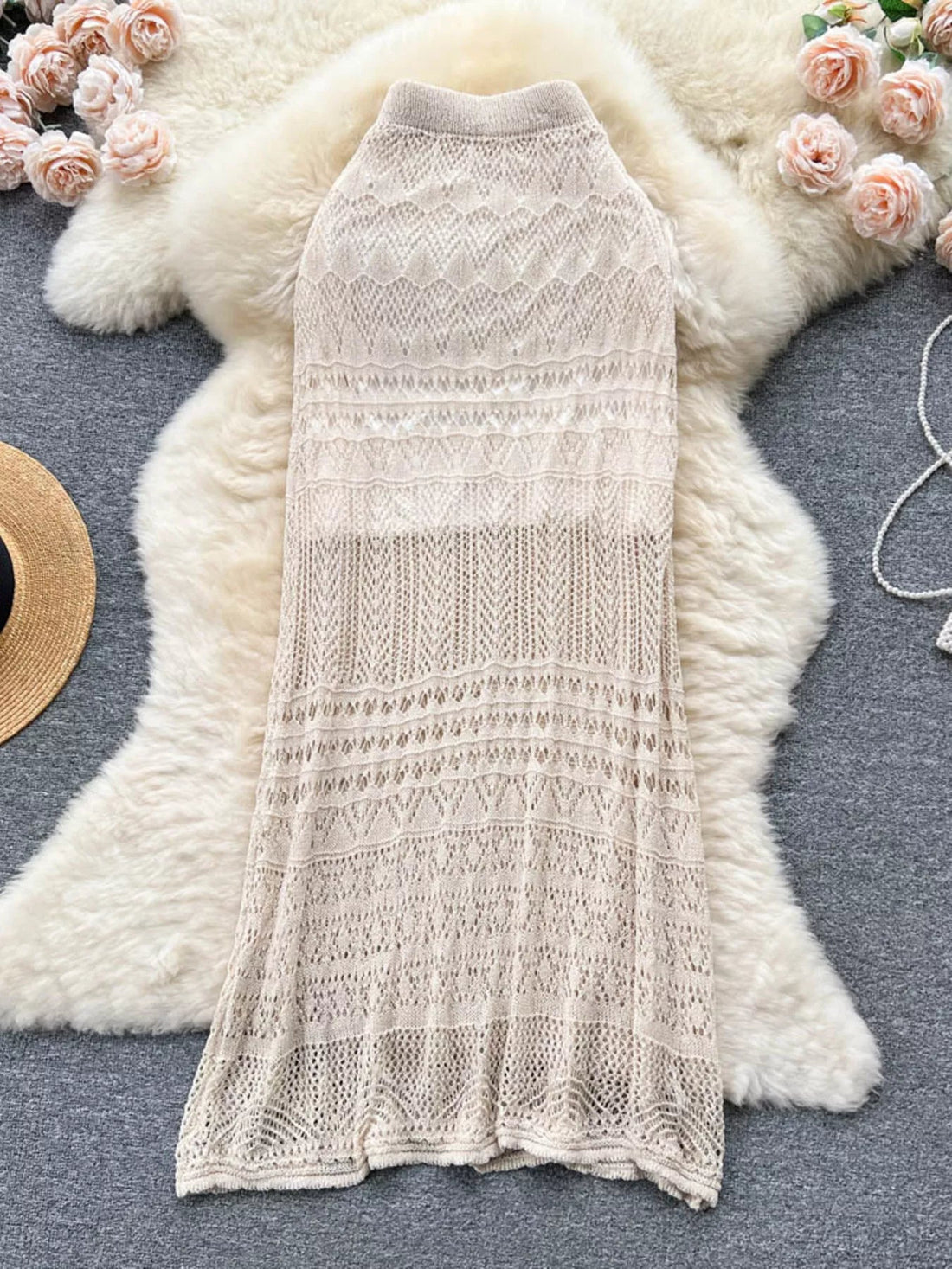 Knitted Hollow Out Maxi Skirt designed for comfort and style at Lookzlike
