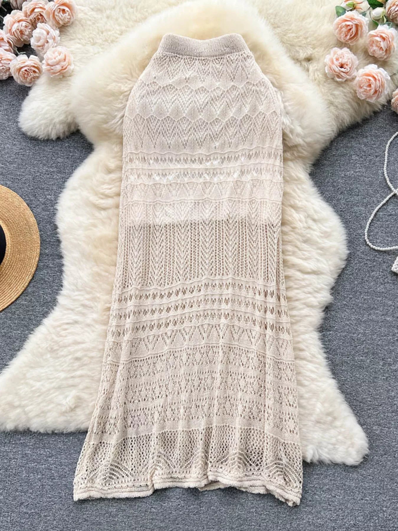 Knitted Hollow Out Maxi Skirt designed for comfort and style at Lookzlike