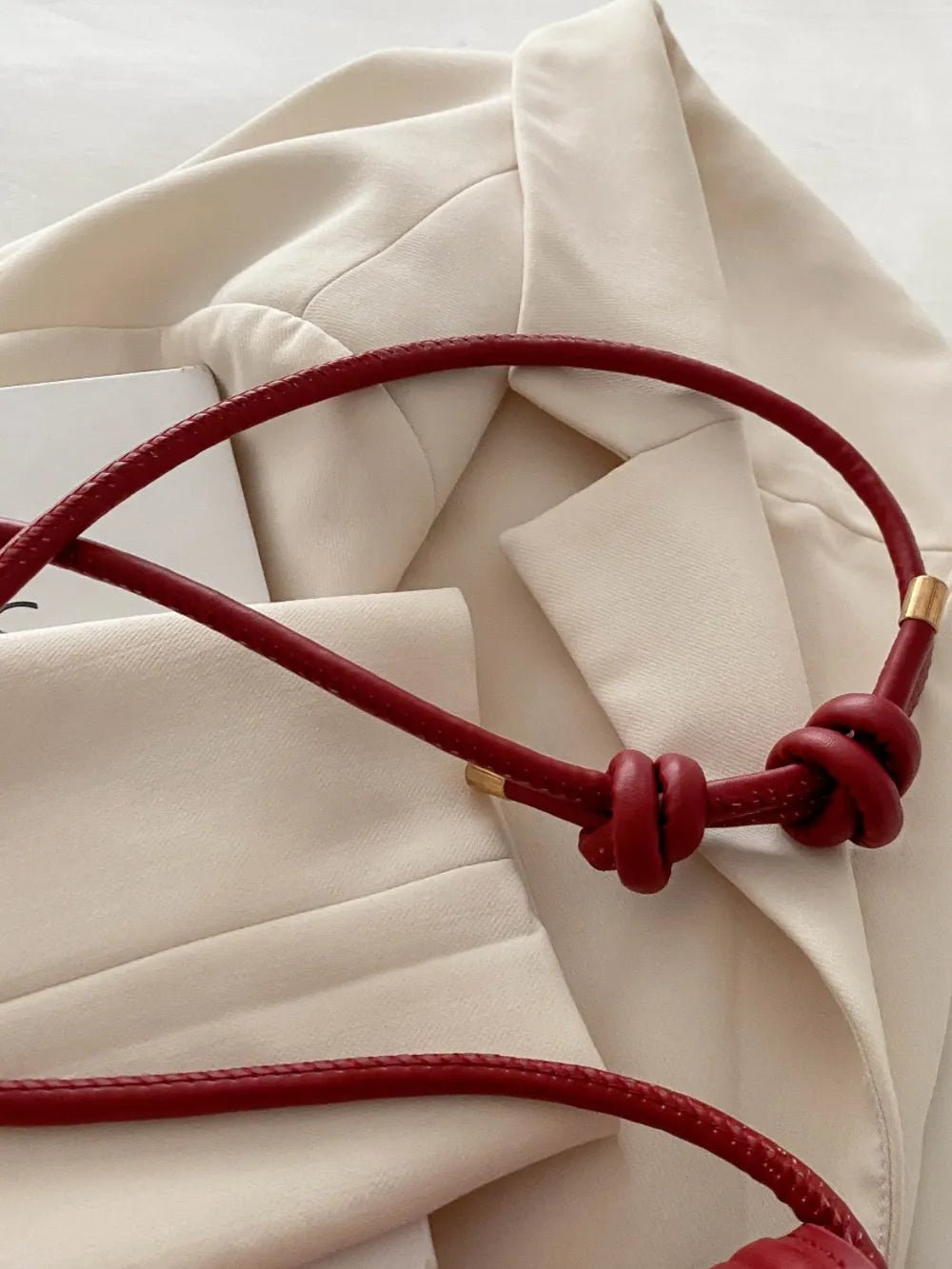 Knotted Strap PU Leather Handbag - Lookzlike