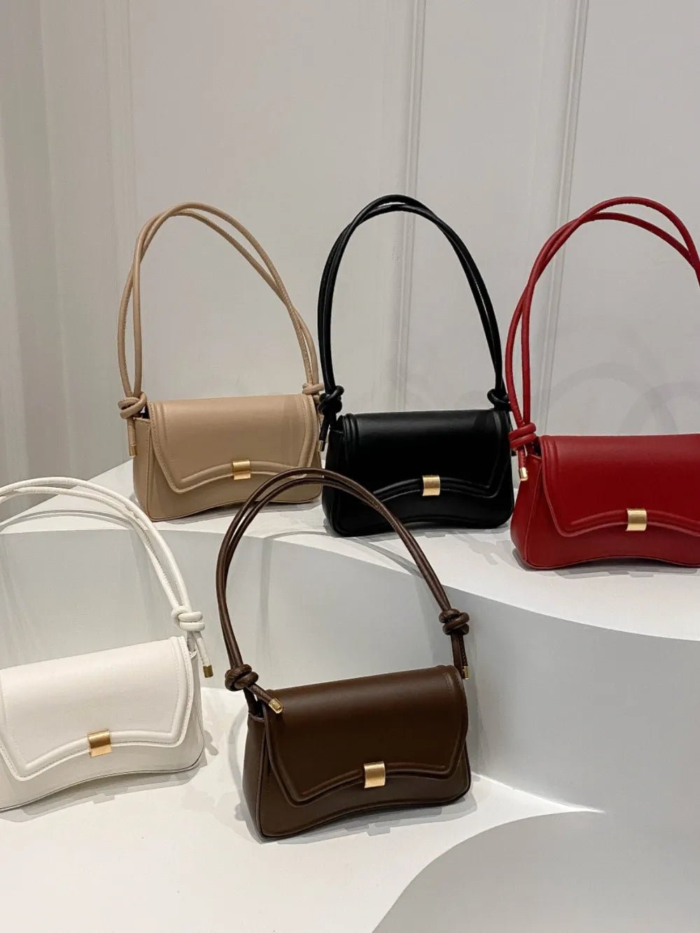 Knotted Strap PU Leather Handbag - Lookzlike