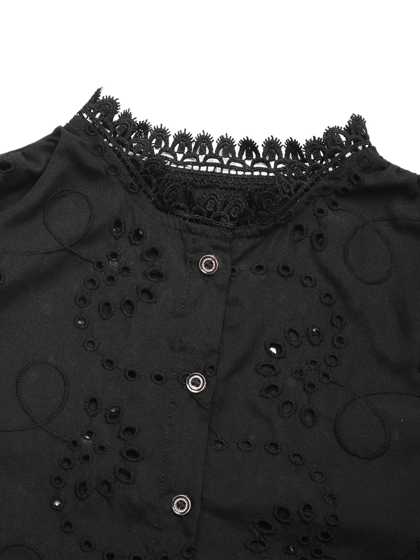 Lace Button Up Long Sleeve Shirt - Lookzlike