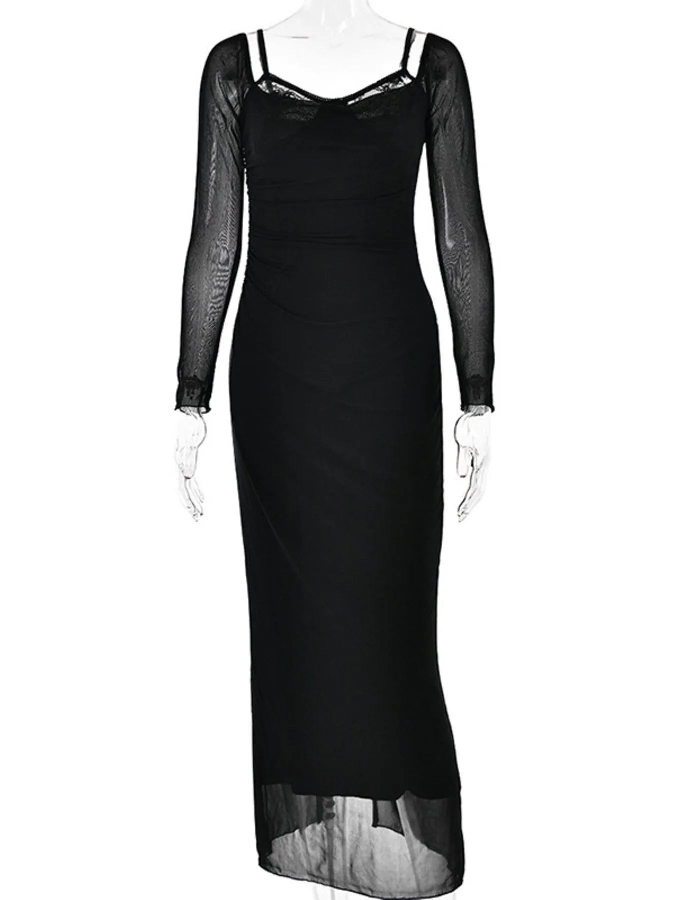 Lace Detail Long Sleeve Bodycon Maxi Dress designed for comfort and style at Lookzlike