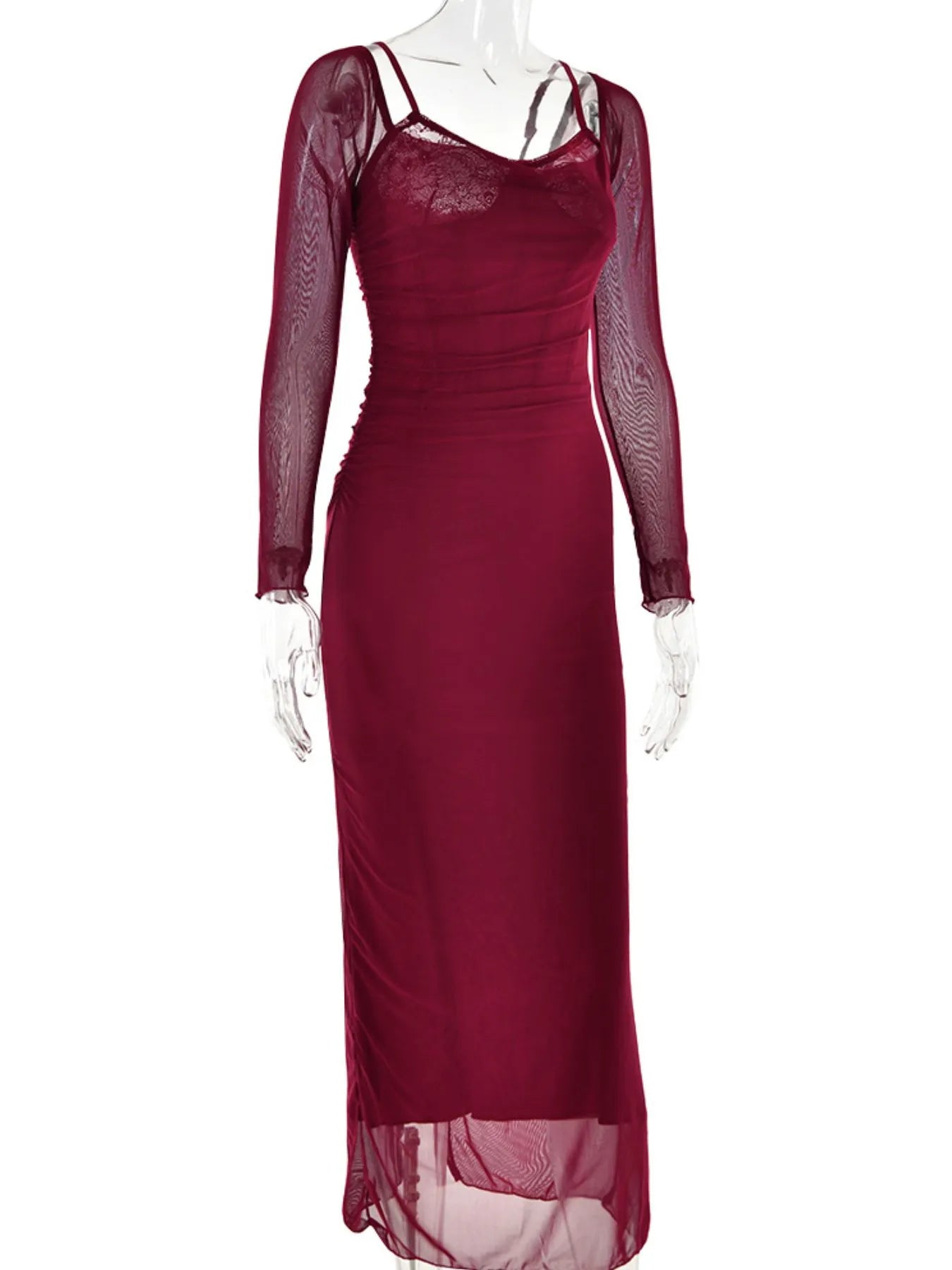 Lace Detail Long Sleeve Bodycon Maxi Dress designed for comfort and style at Lookzlike