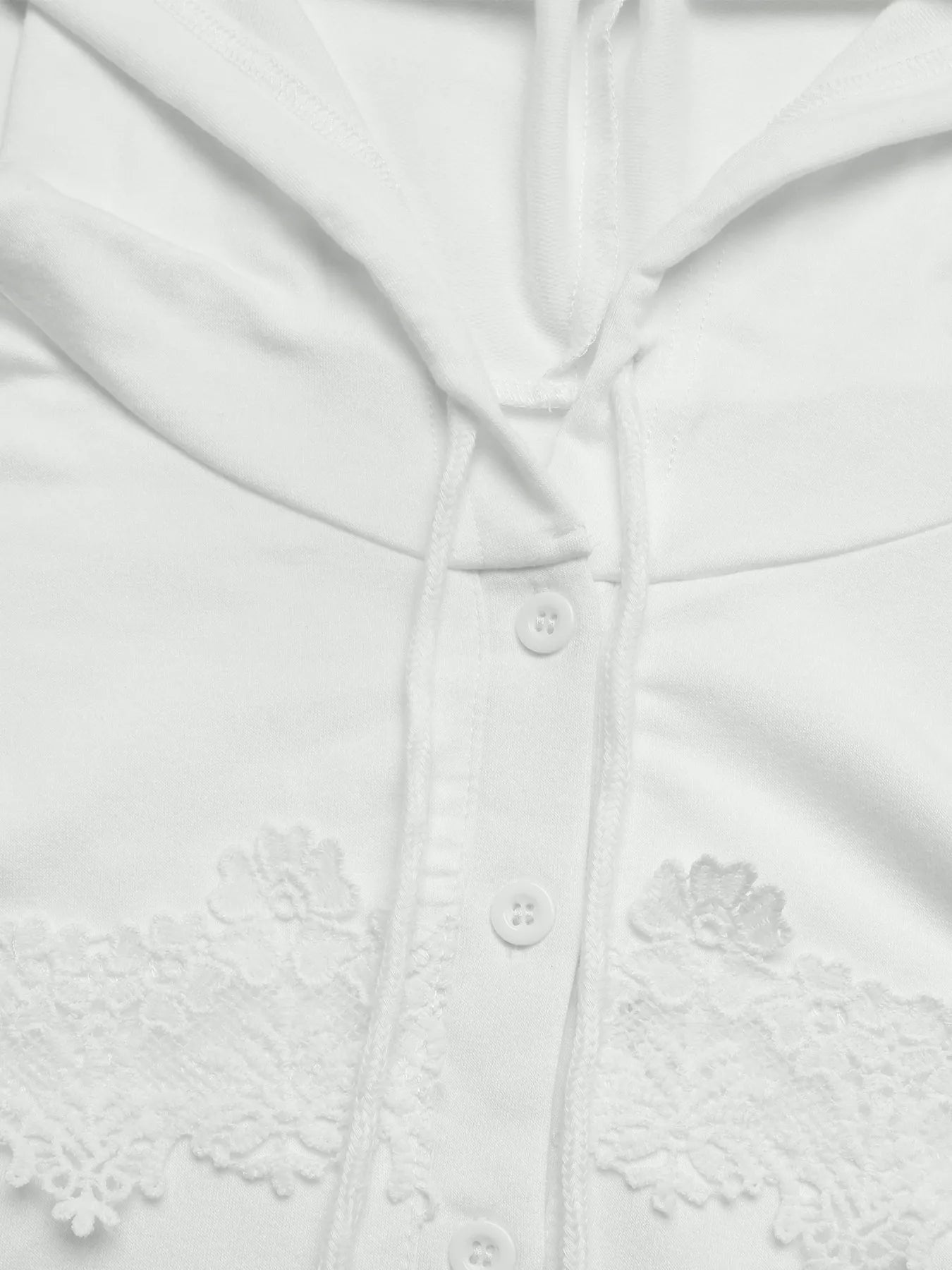 Lace Detail Long Sleeve Drawstring Hoodie designed for comfort and style at Lookzlike