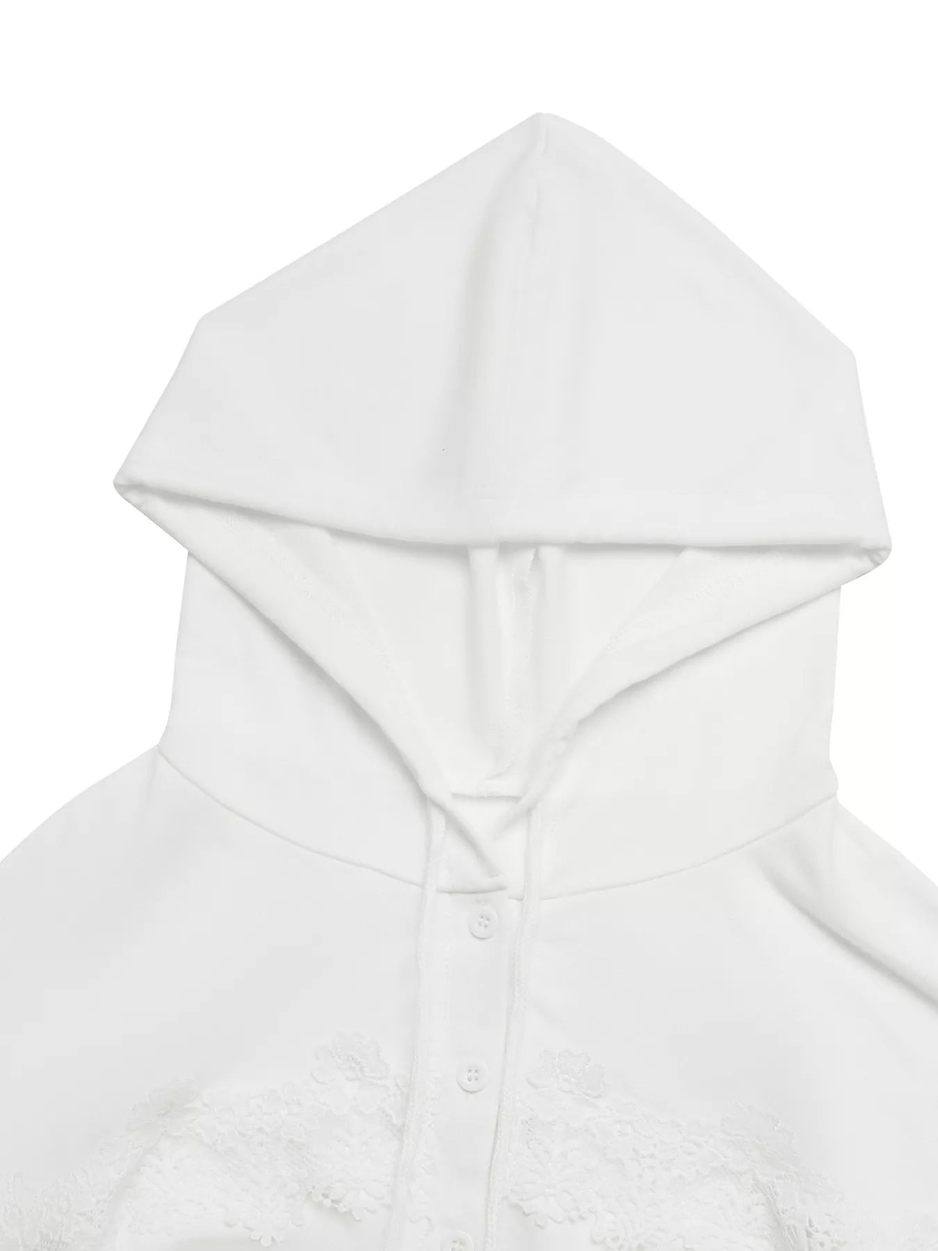 Lace Detail Long Sleeve Drawstring Hoodie designed for comfort and style at Lookzlike