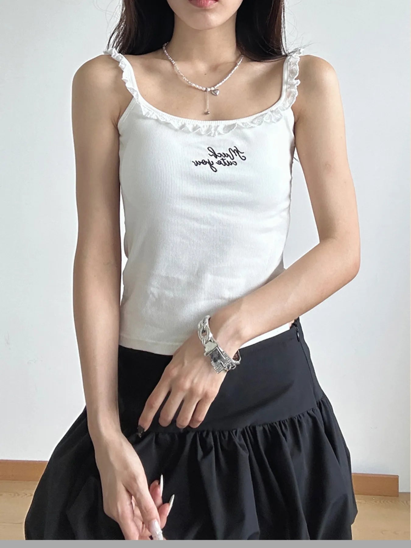Lace Detail Scoop Neck Cami - Lookzlike