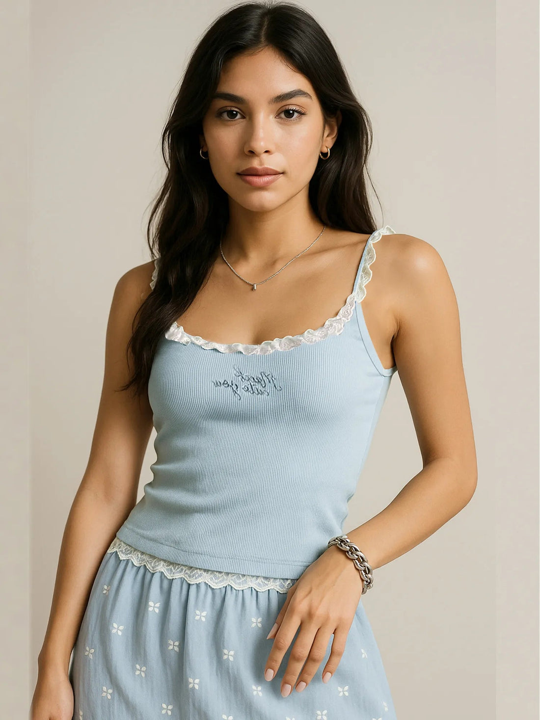 Lace Detail Scoop Neck Cami - Lookzlike
