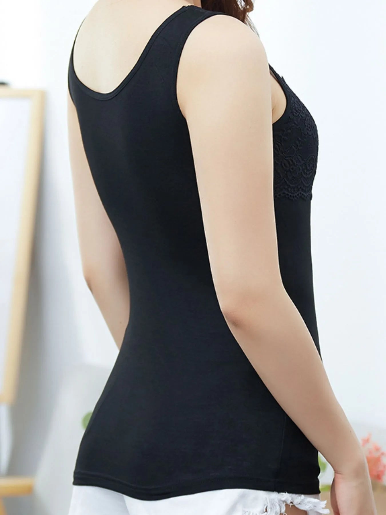 Lace Detail Square Neck Tank - Lookzlike