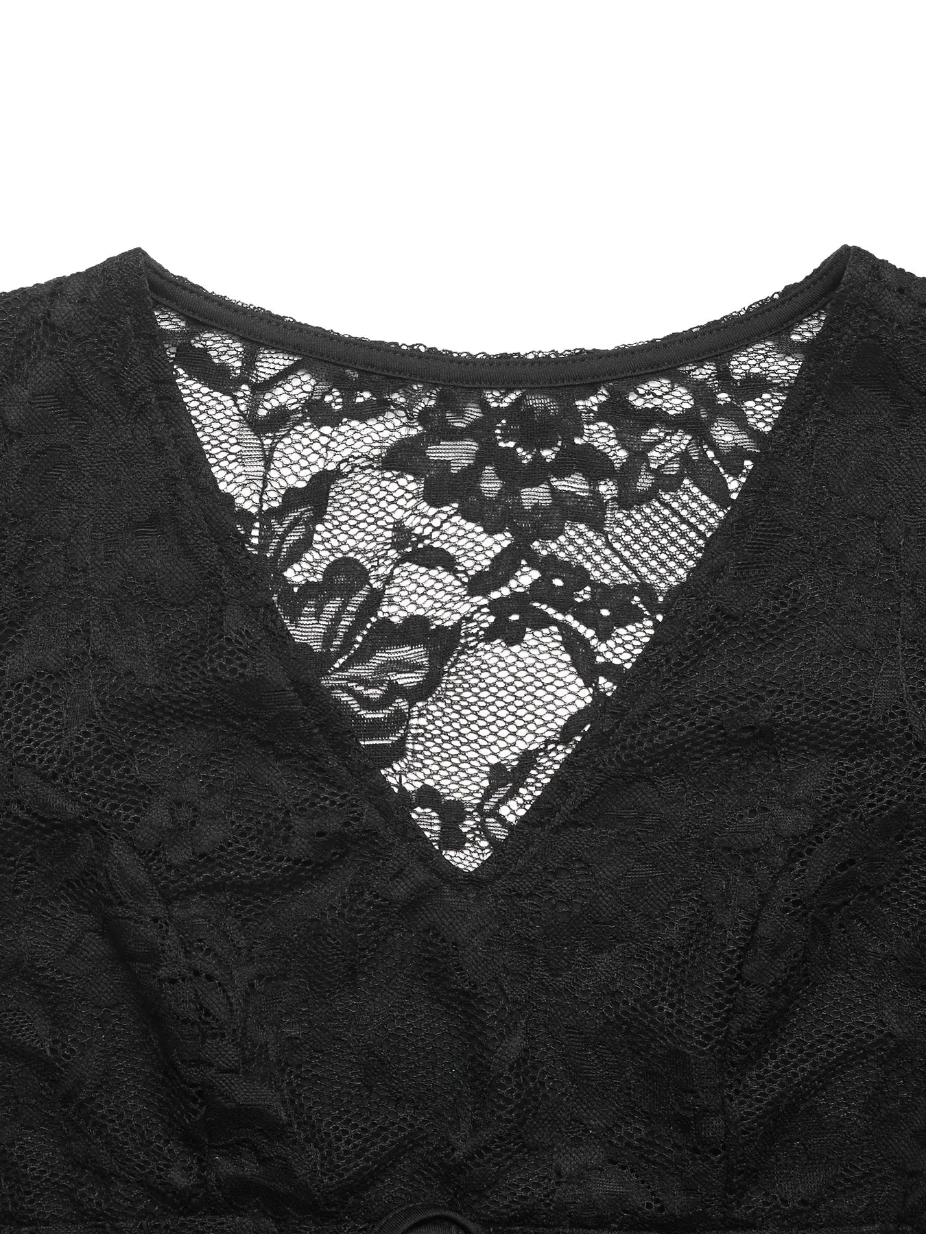 Lace Long Sleeve V-Neck Bodysuit - Lookzlike