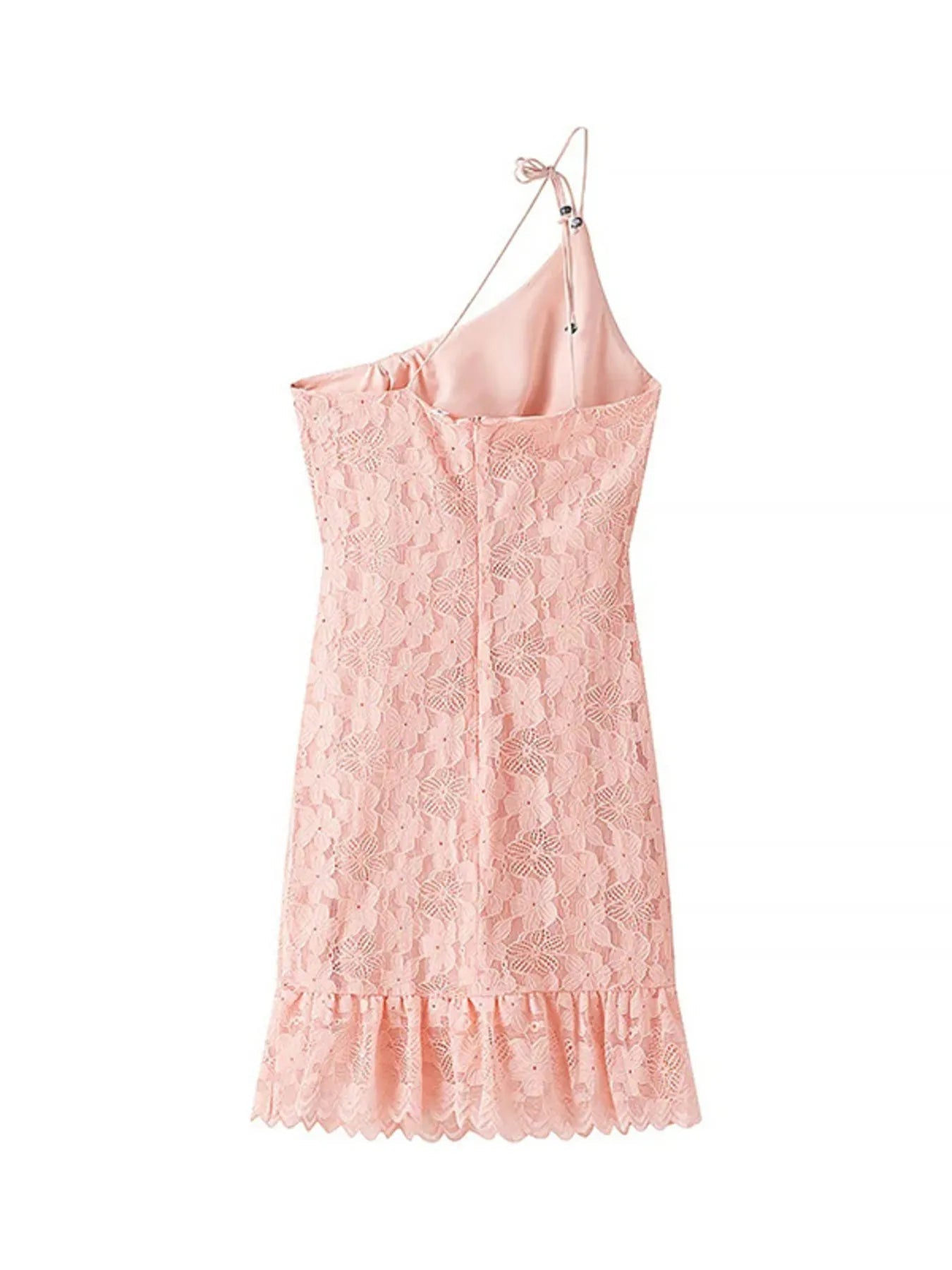 Lace One Shoulder Mini Dress designed for comfort and style at Lookzlike