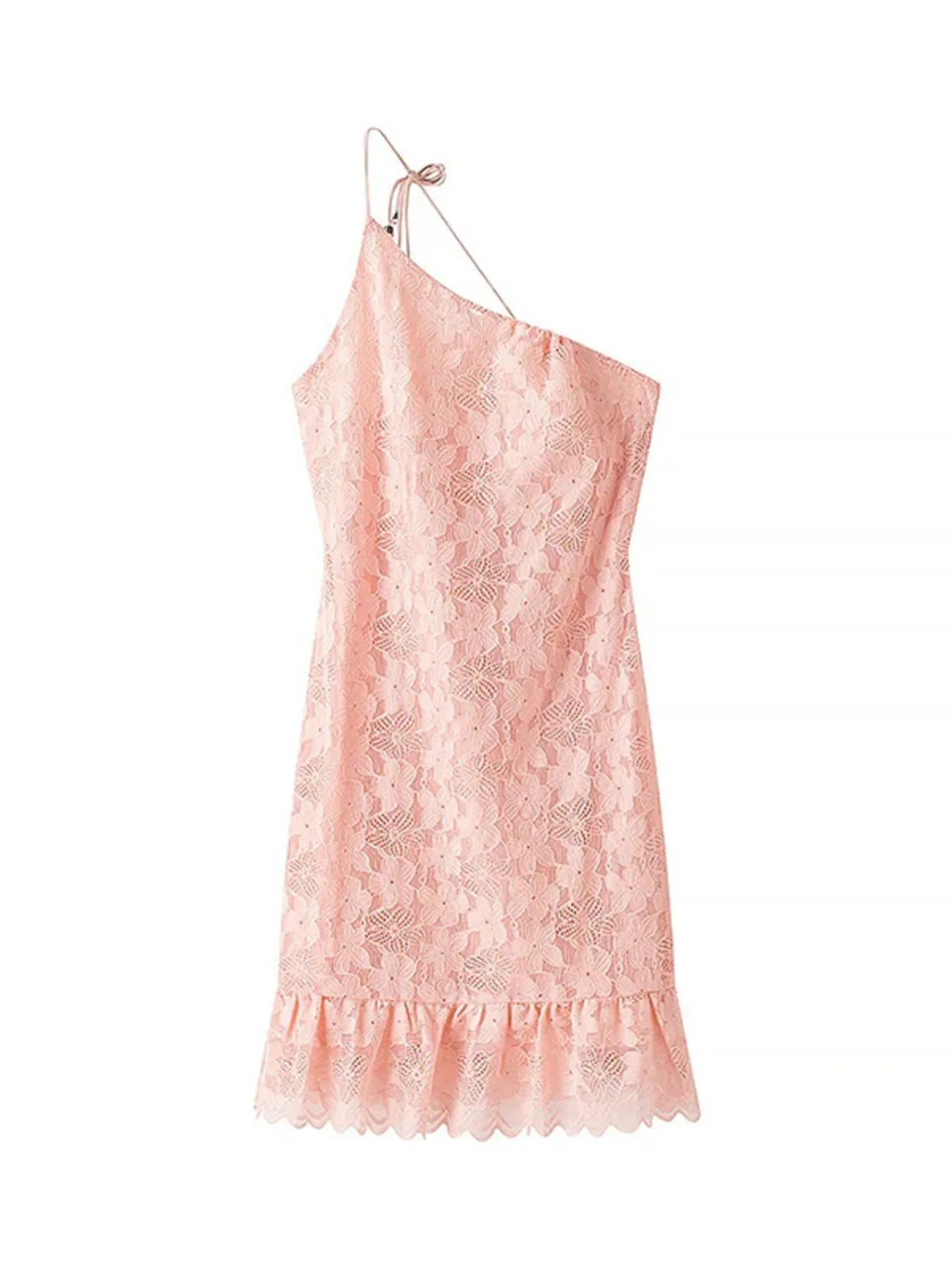 Lace One Shoulder Mini Dress designed for comfort and style at Lookzlike