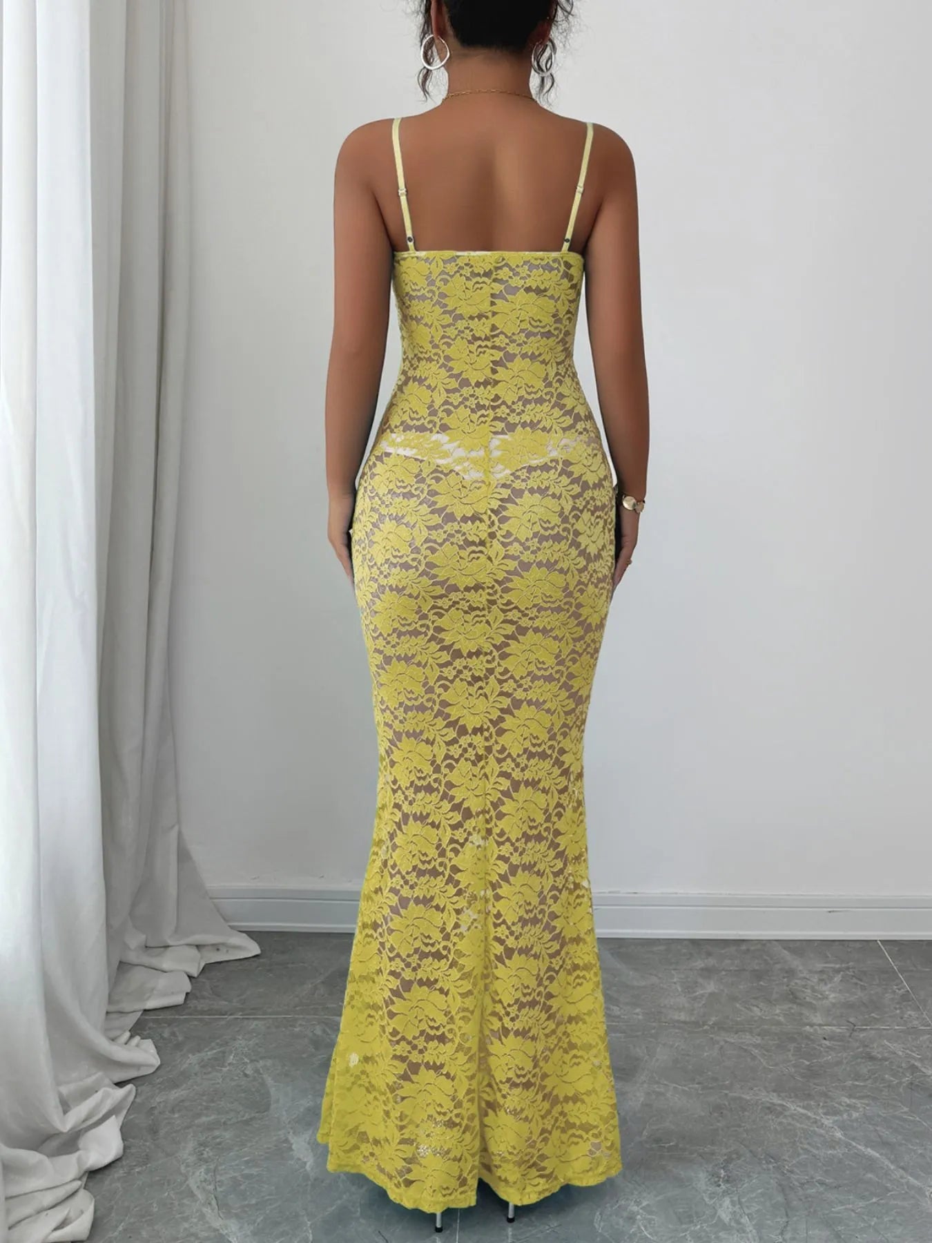 Lace Square Neck Maxi Cami Dress designed for comfort and style at Lookzlike
