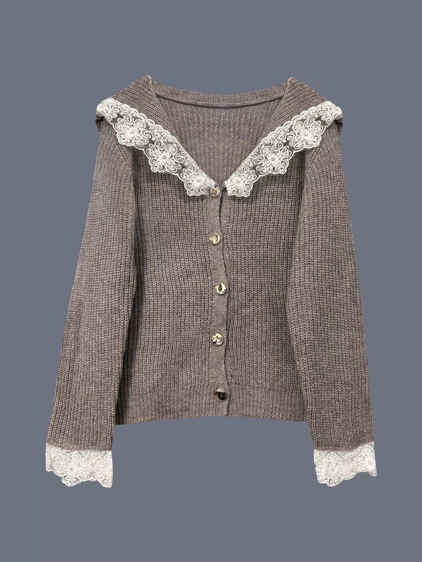 Lace Trim Button Up Cardigan designed for comfort and style at Lookzlike
