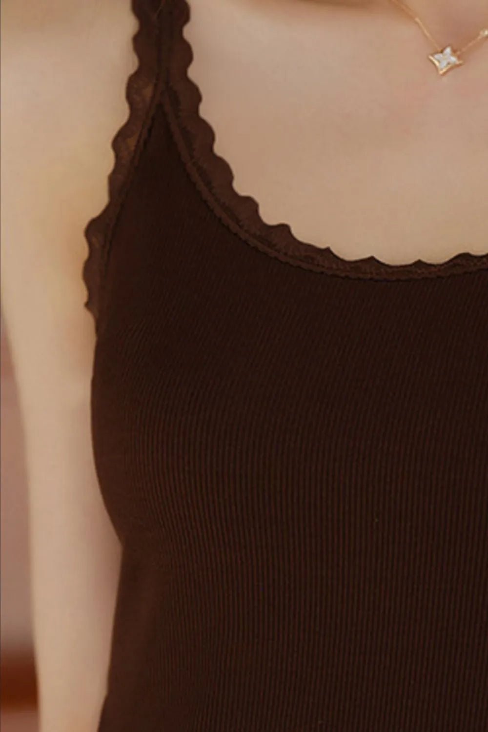 Lace Trim Scoop Neck Cami Top - Lookzlike