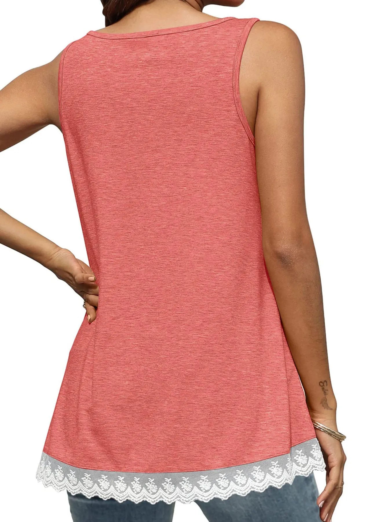 Lace Trim Wide Strap Tank Top - Lookzlike