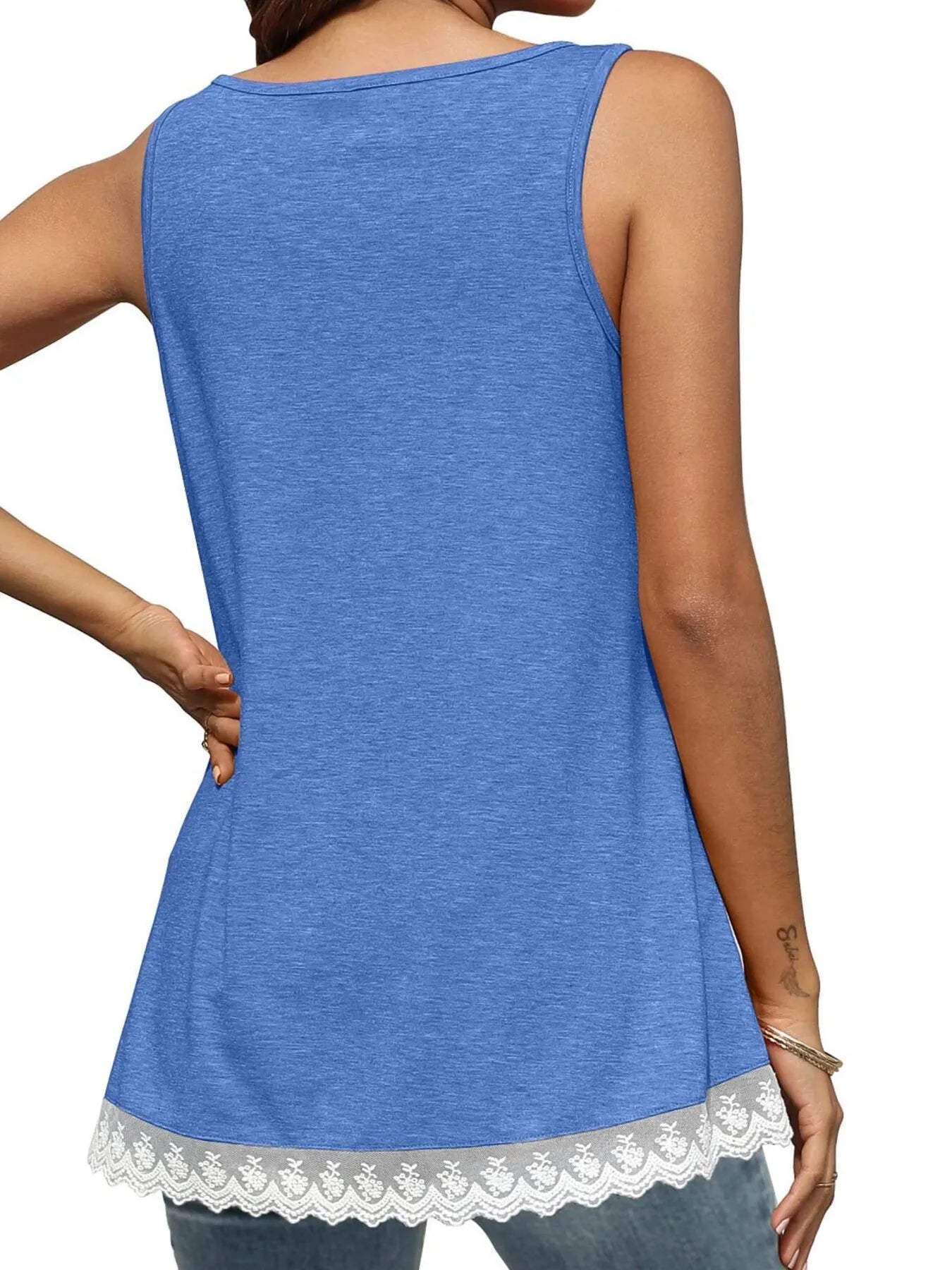 Lace Trim Wide Strap Tank Top - Lookzlike