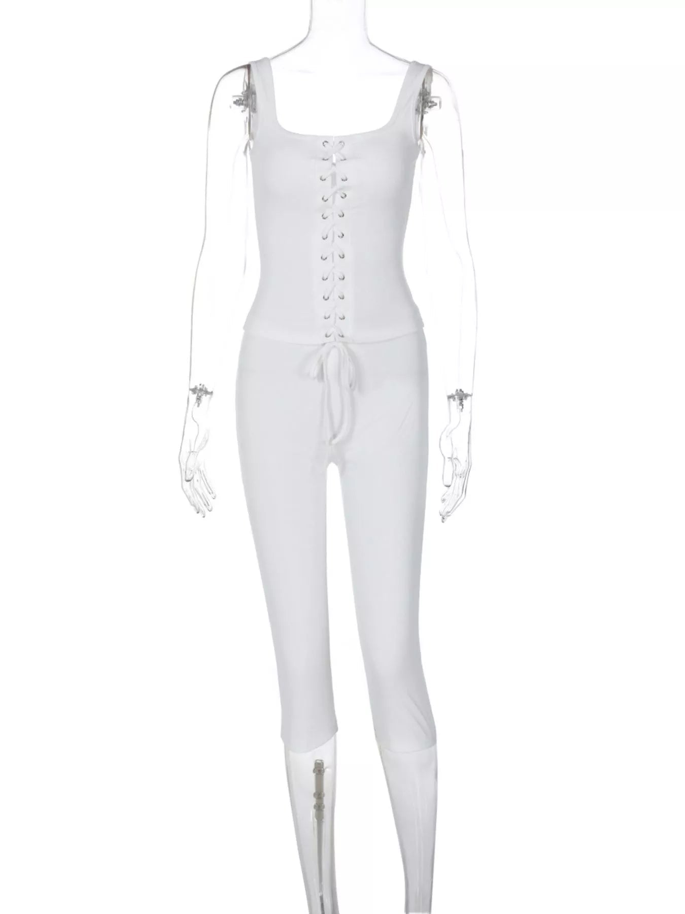 Lace-Up Tank and Capris Set designed for comfort and style at Lookzlike