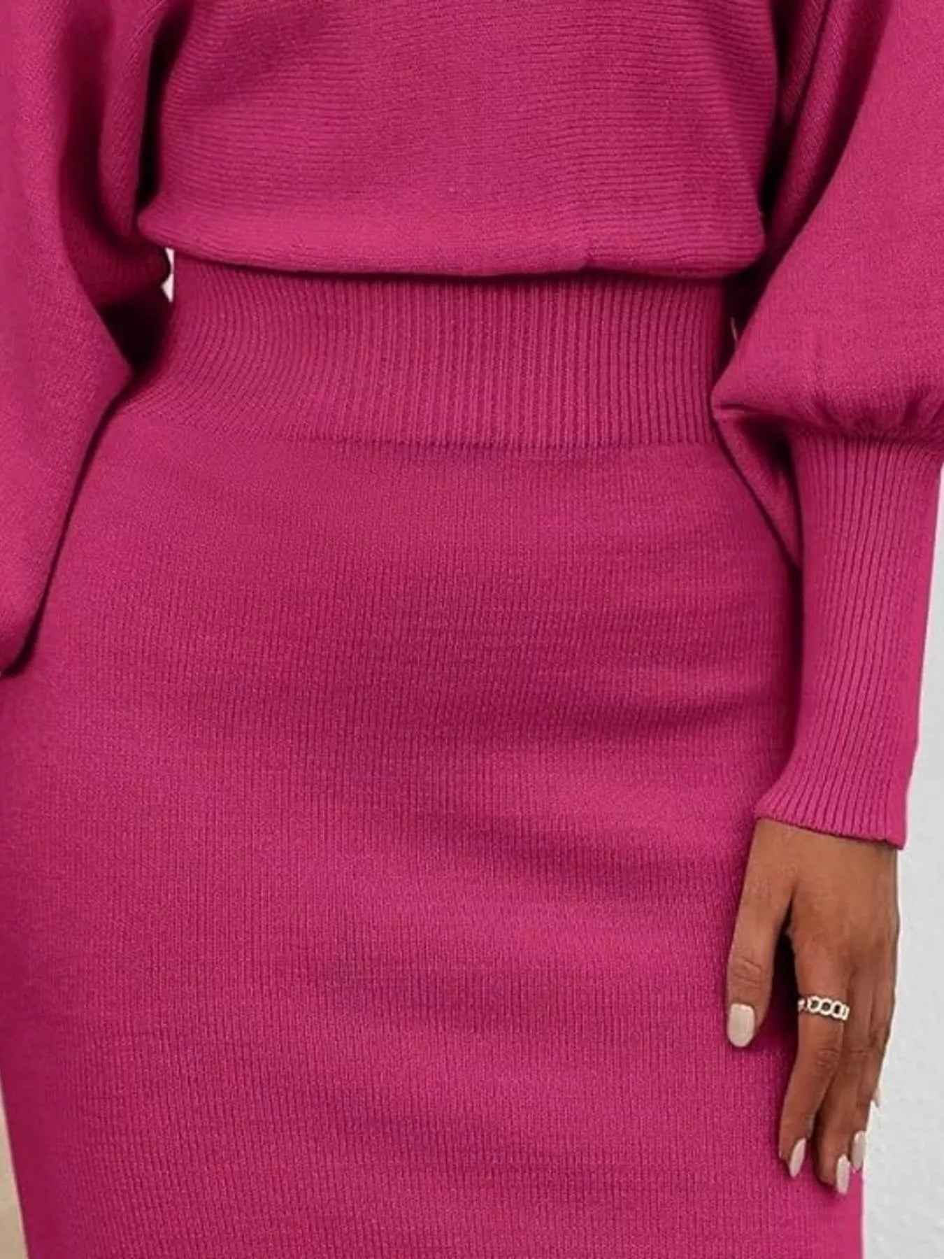 Lantern Sleeve Bodycon Sweater Dress designed for comfort and style at Lookzlike